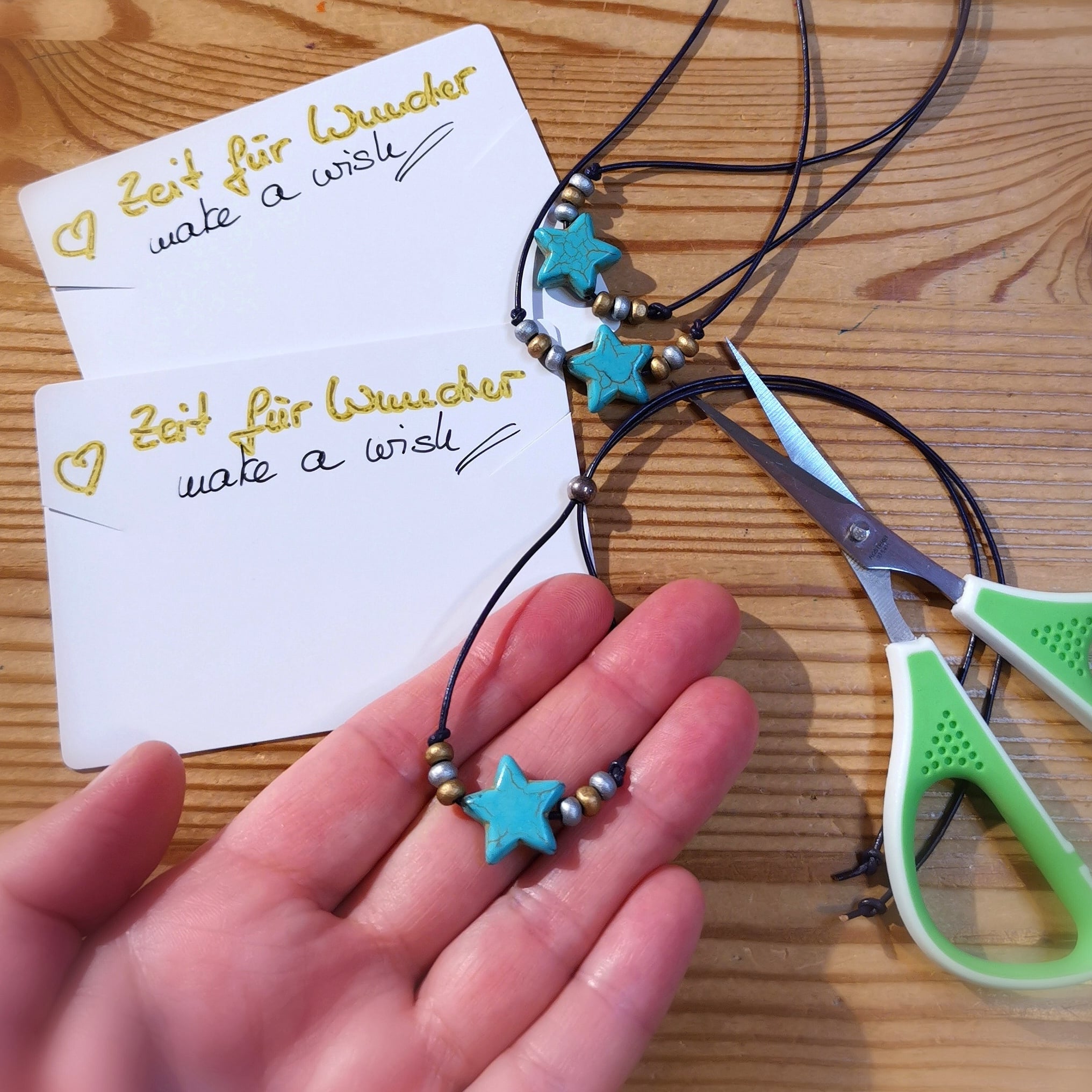 Seestern Glücksstern Howlith Türkis Edelstein Karma Armband Fußkettchen, geweiht - Wunder