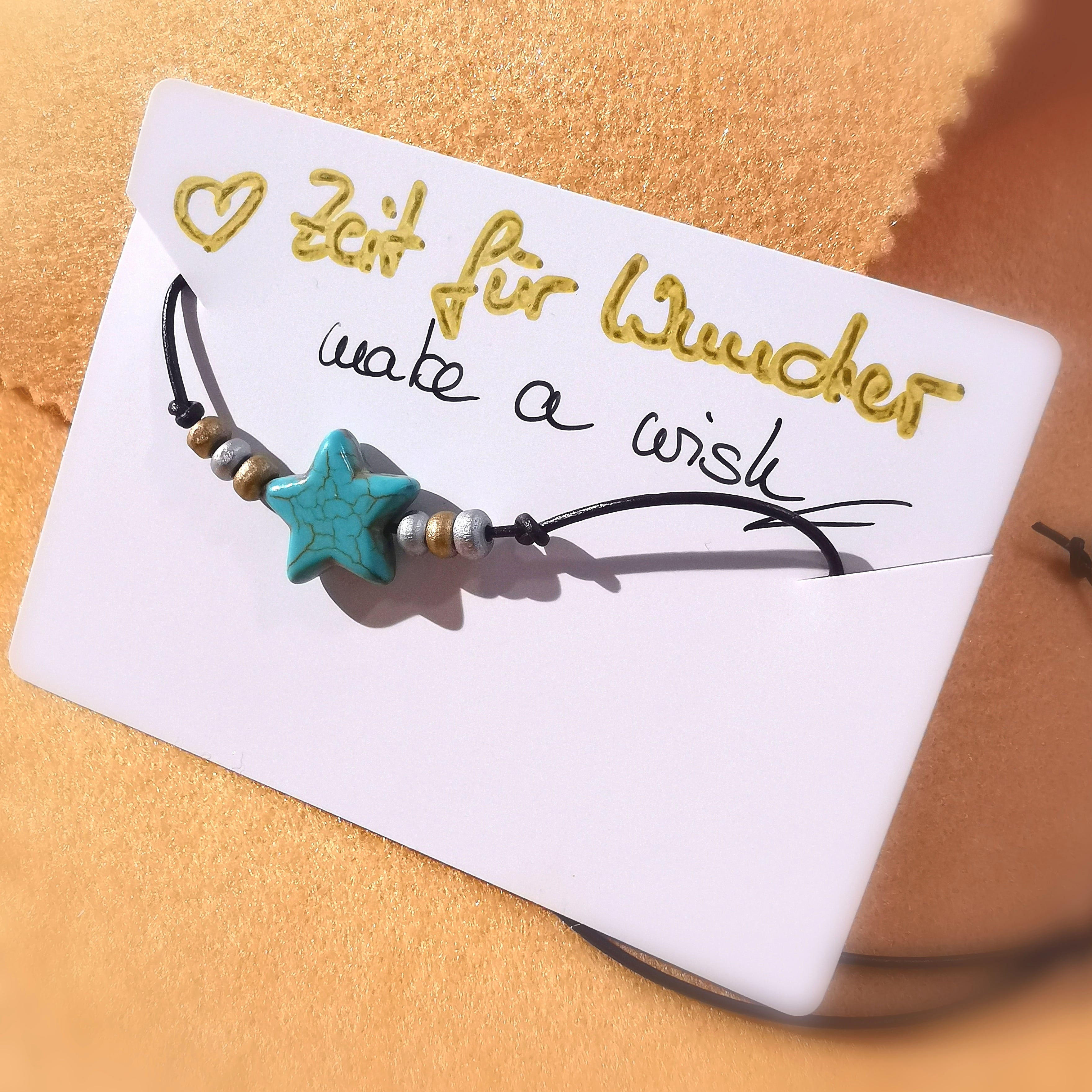 Seestern Glücksstern Howlith Türkis Edelstein Karma Armband Fußkettchen, geweiht - Wunder