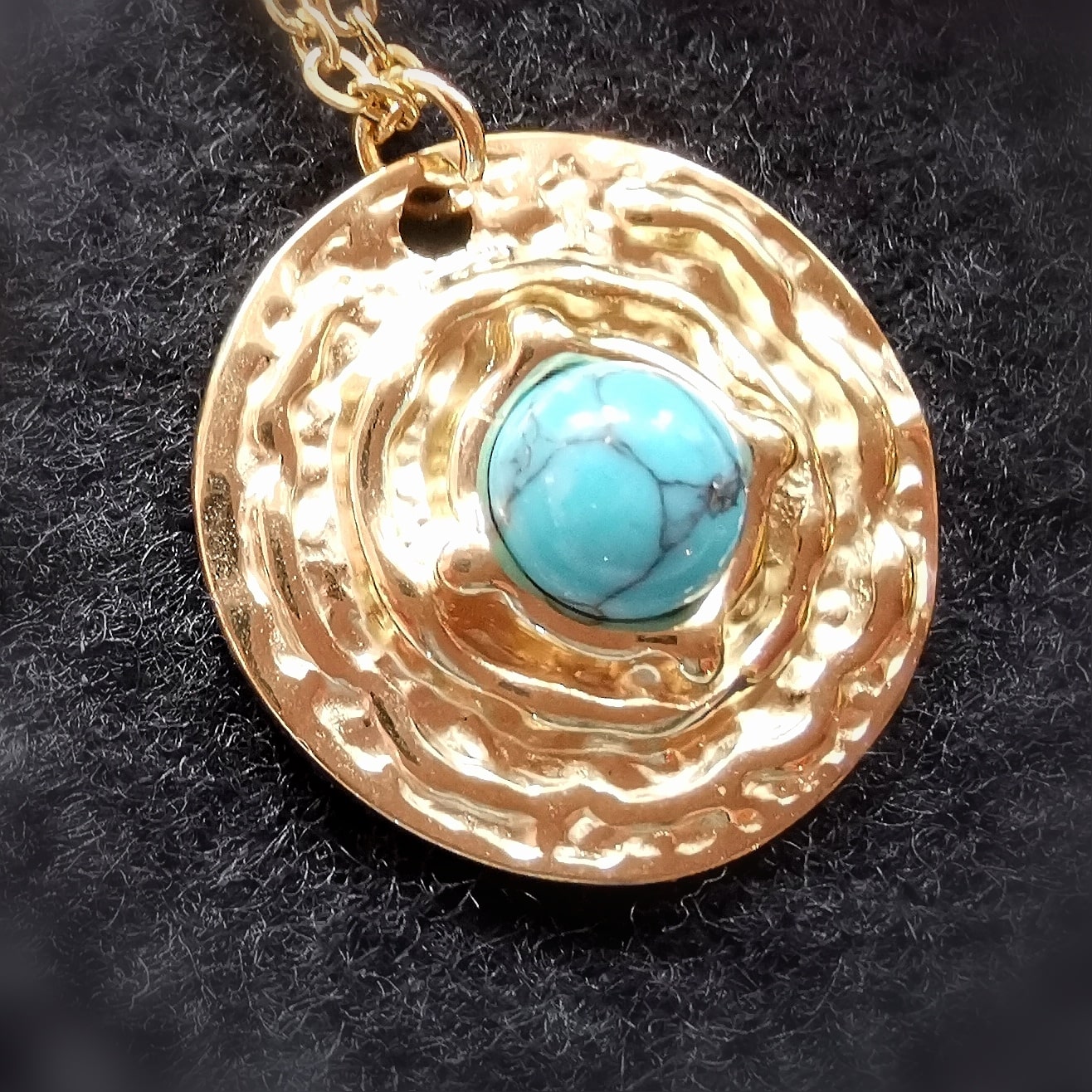 Howlith Türkis Lebenskreis Edelstein Heilstein, Boho Gold Karma Schmuck geweiht, neue Kraft