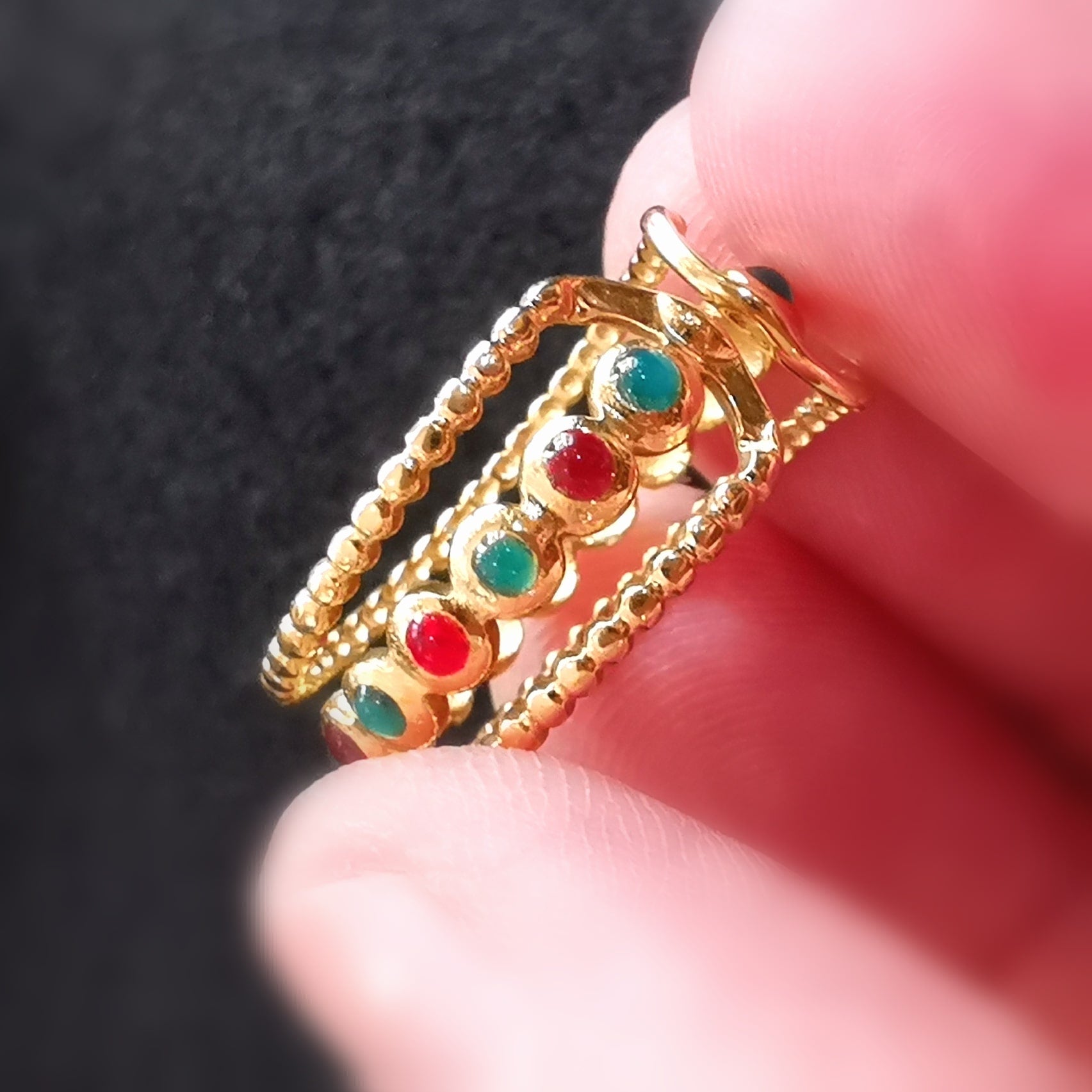 Zirkon Edelstein Ring, Boho Gold Karma Schmuck geweiht, Freude