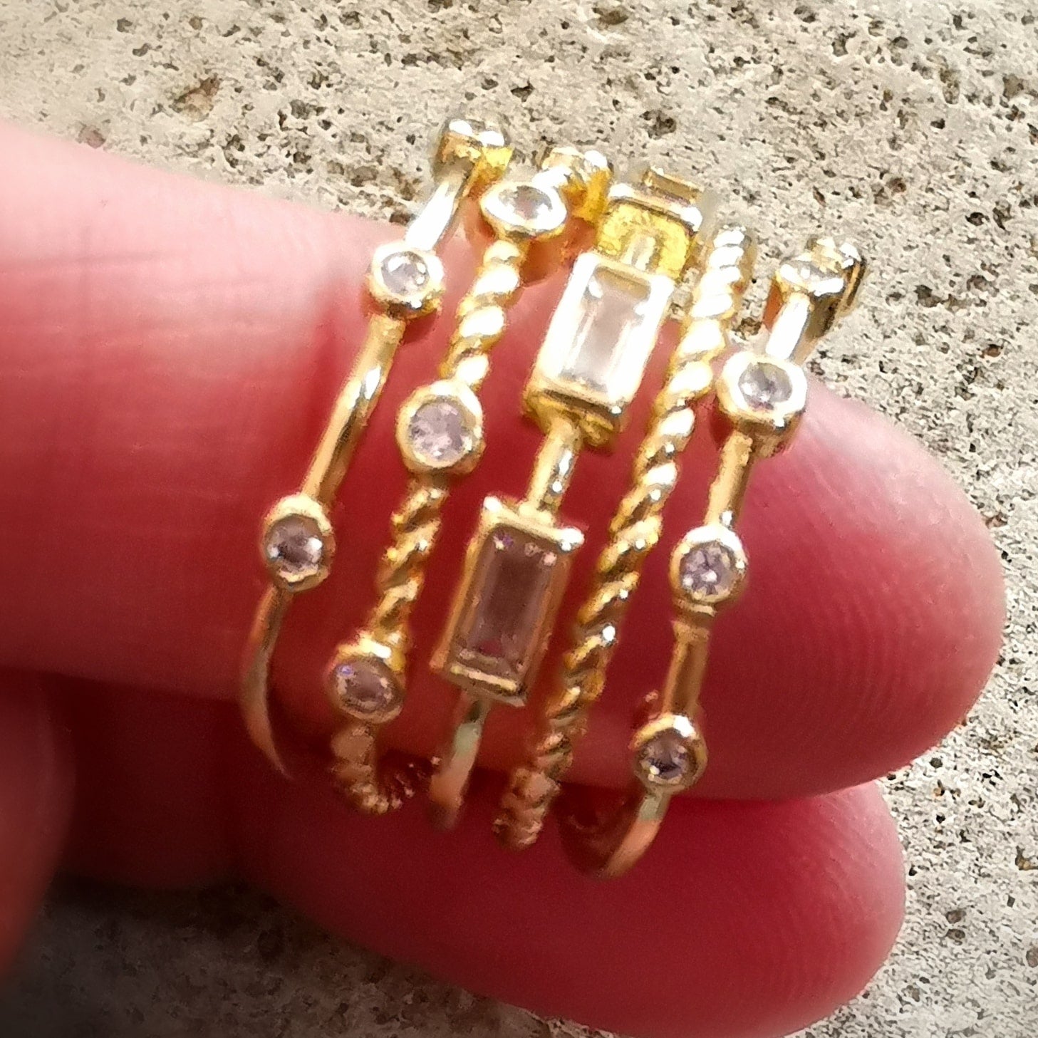 Zirkon Edelstein Ring, Boho Gold Karma Schmuck geweiht, Lebensfreude