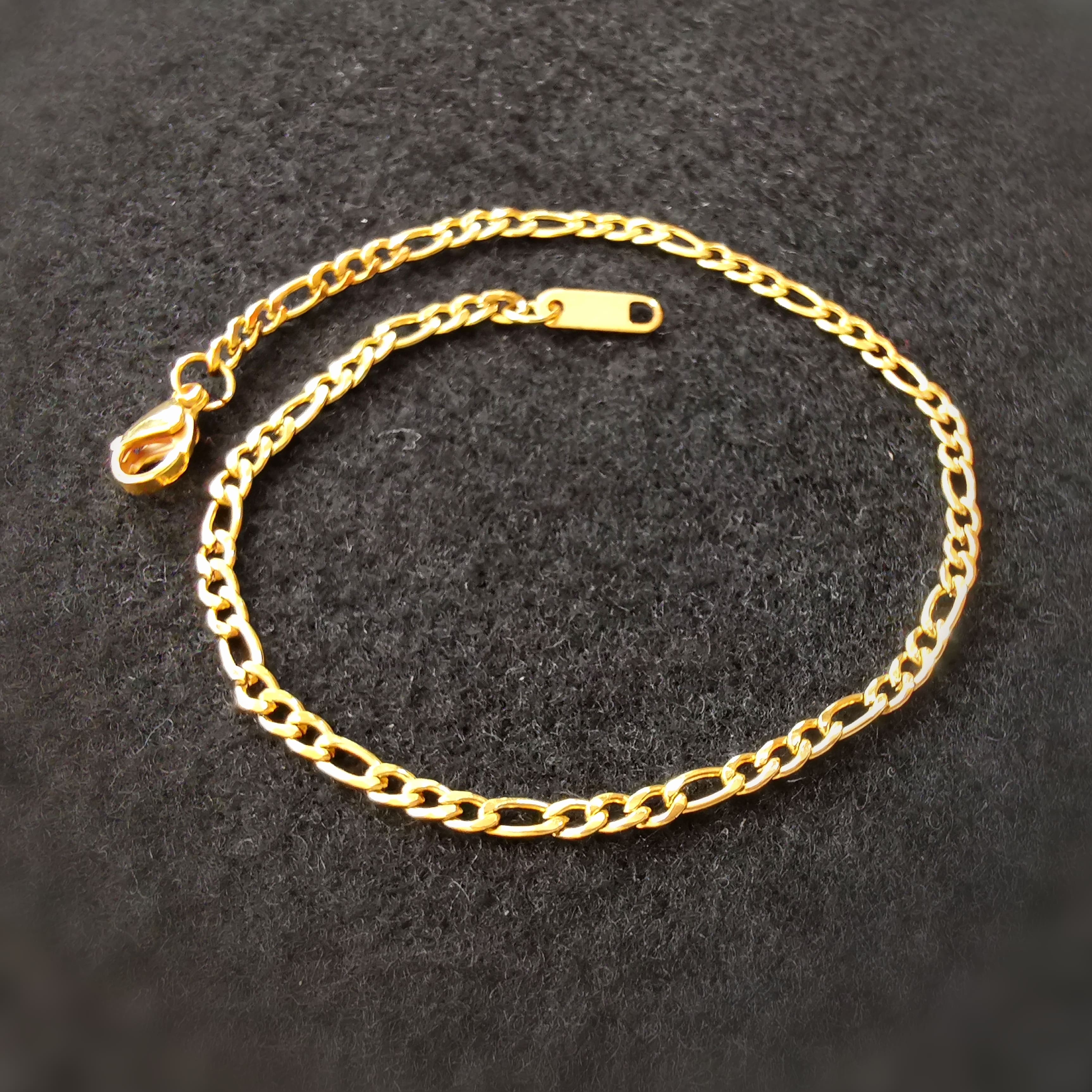 Gold Armband Fusskettchen Klassiker, Boho Gold Karma Schmuck