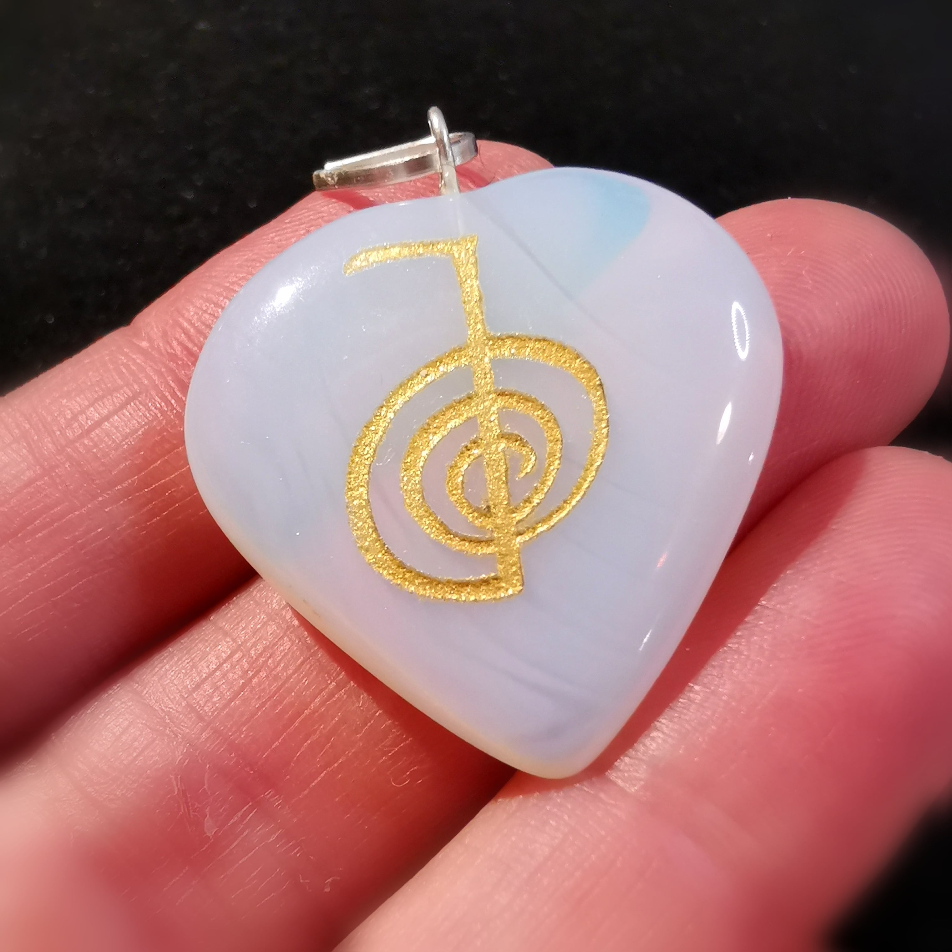 Opalith Reiki Cho Ku Rei Edelstein Herz Karma Anhänger, geweiht