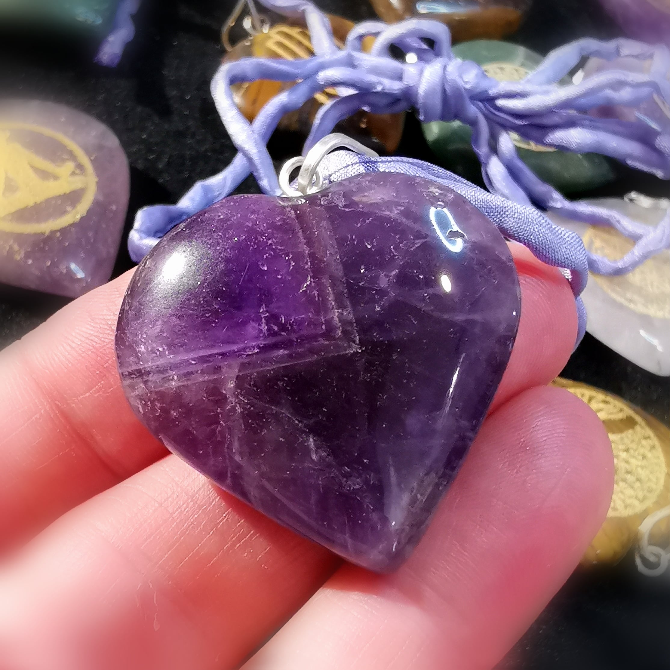 OM Symbol Amethyst Edelstein Heilstein Herz Chakra Karma Kette, Vertrauen lernen