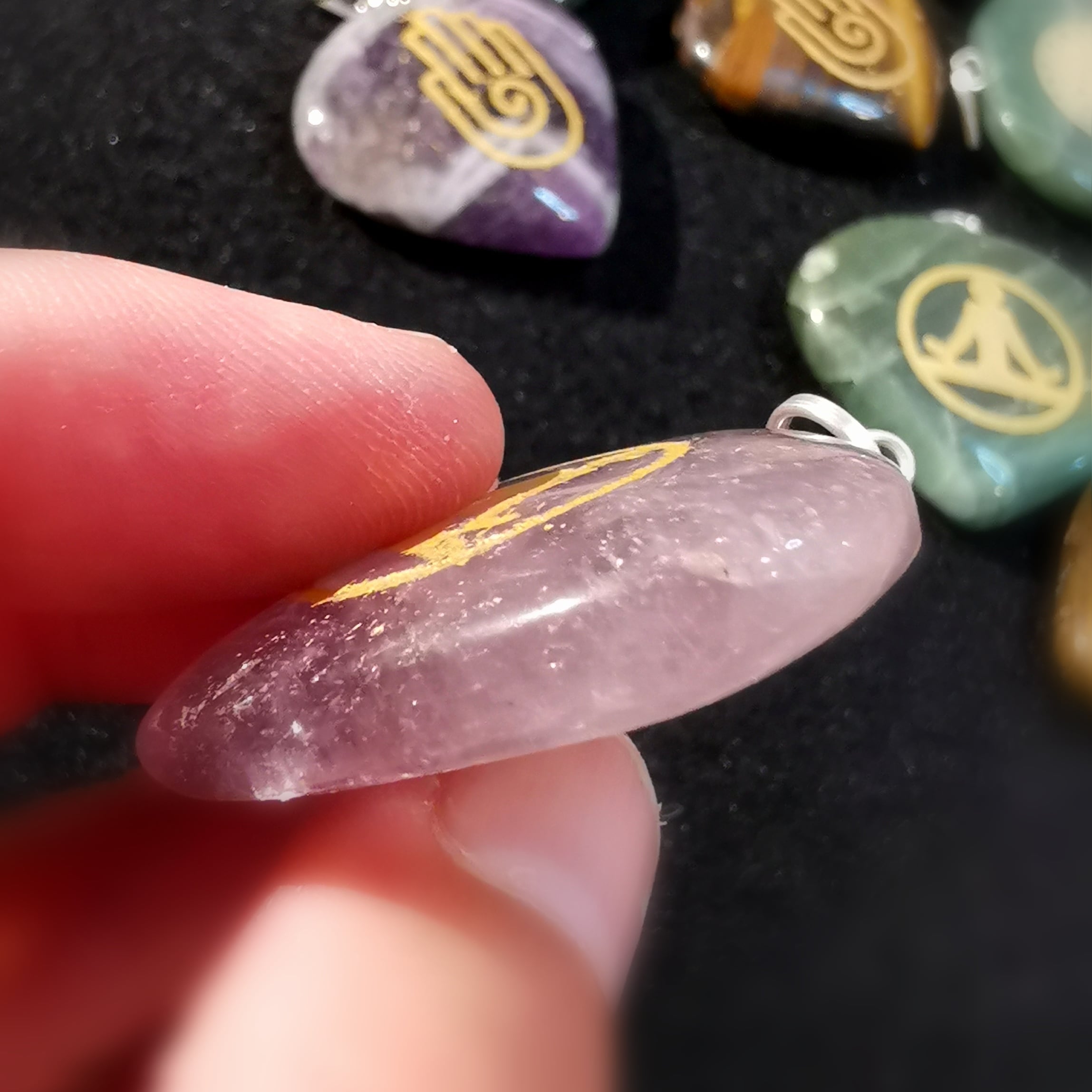 Amethyst Buddha Edelstein Herz Karma Anhänger, Yoga Reiki Meditation, geweiht - innerer Frieden