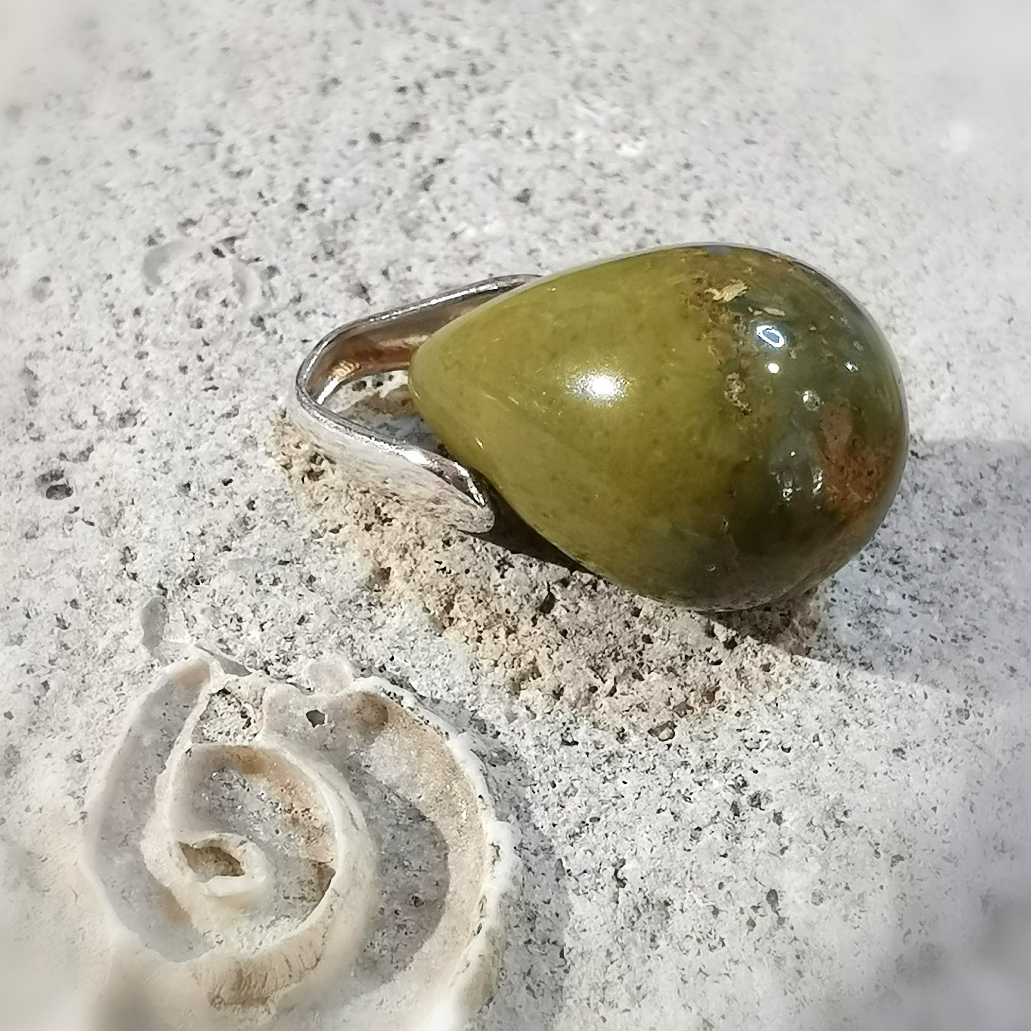 Ozean Jaspis Edelstein Heilstein Tropfen Sterlingsilber Anhänger - Erneuerung