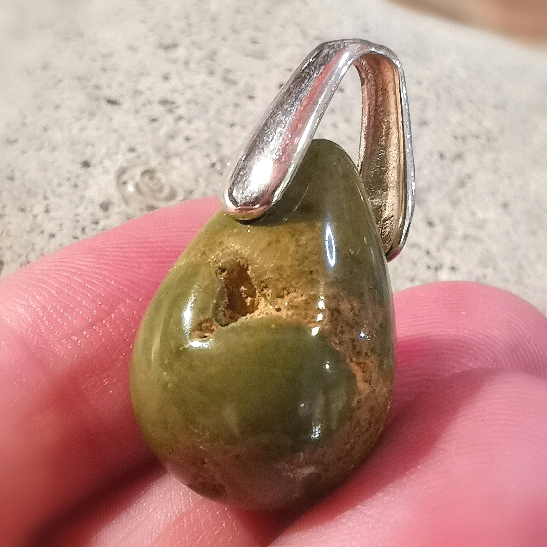Ozean Jaspis Edelstein Heilstein Tropfen Sterlingsilber Anhänger - Erneuerung