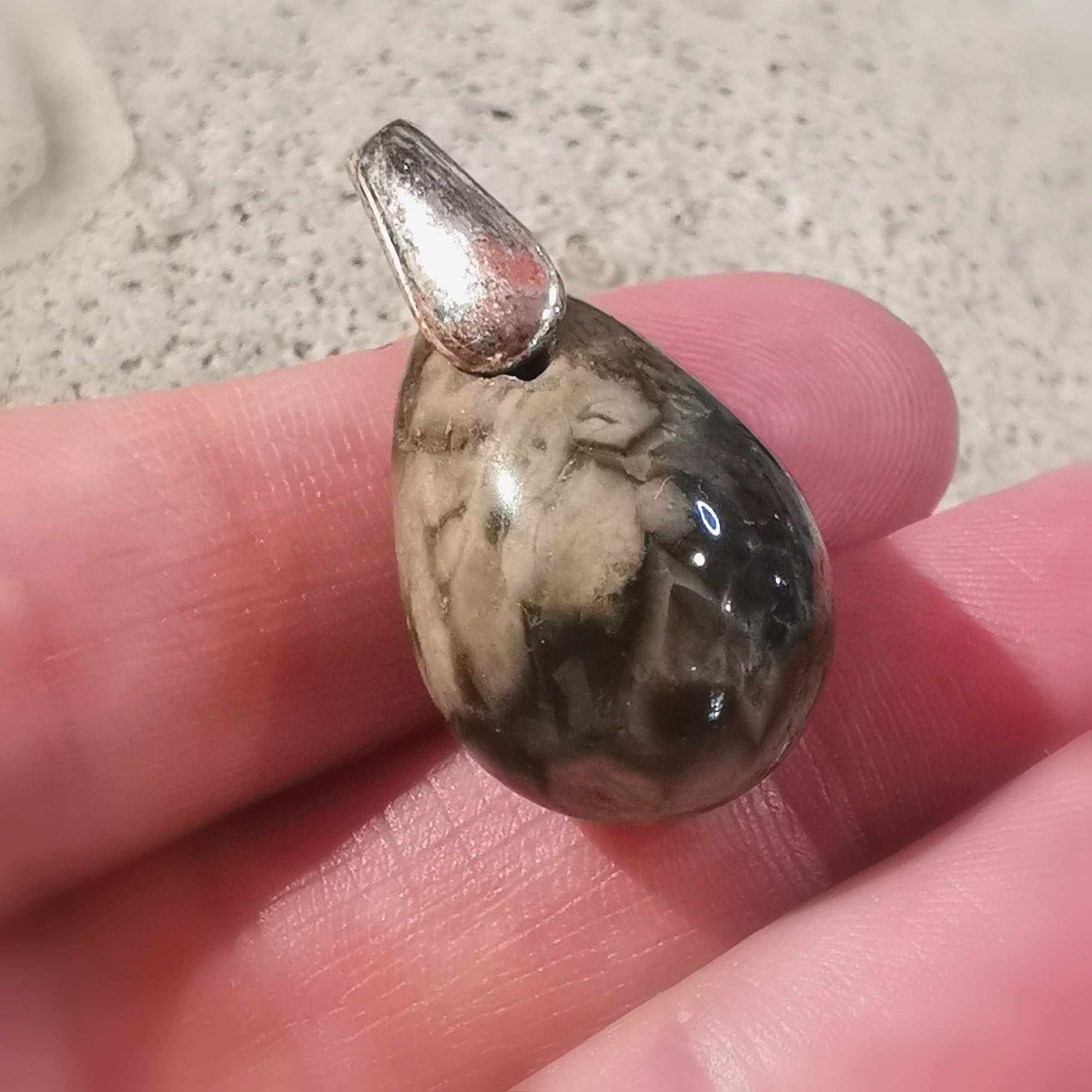 Ozean Jaspis Edelstein Heilstein Tropfen Anhänger Sterlingsilber - Erneuerung