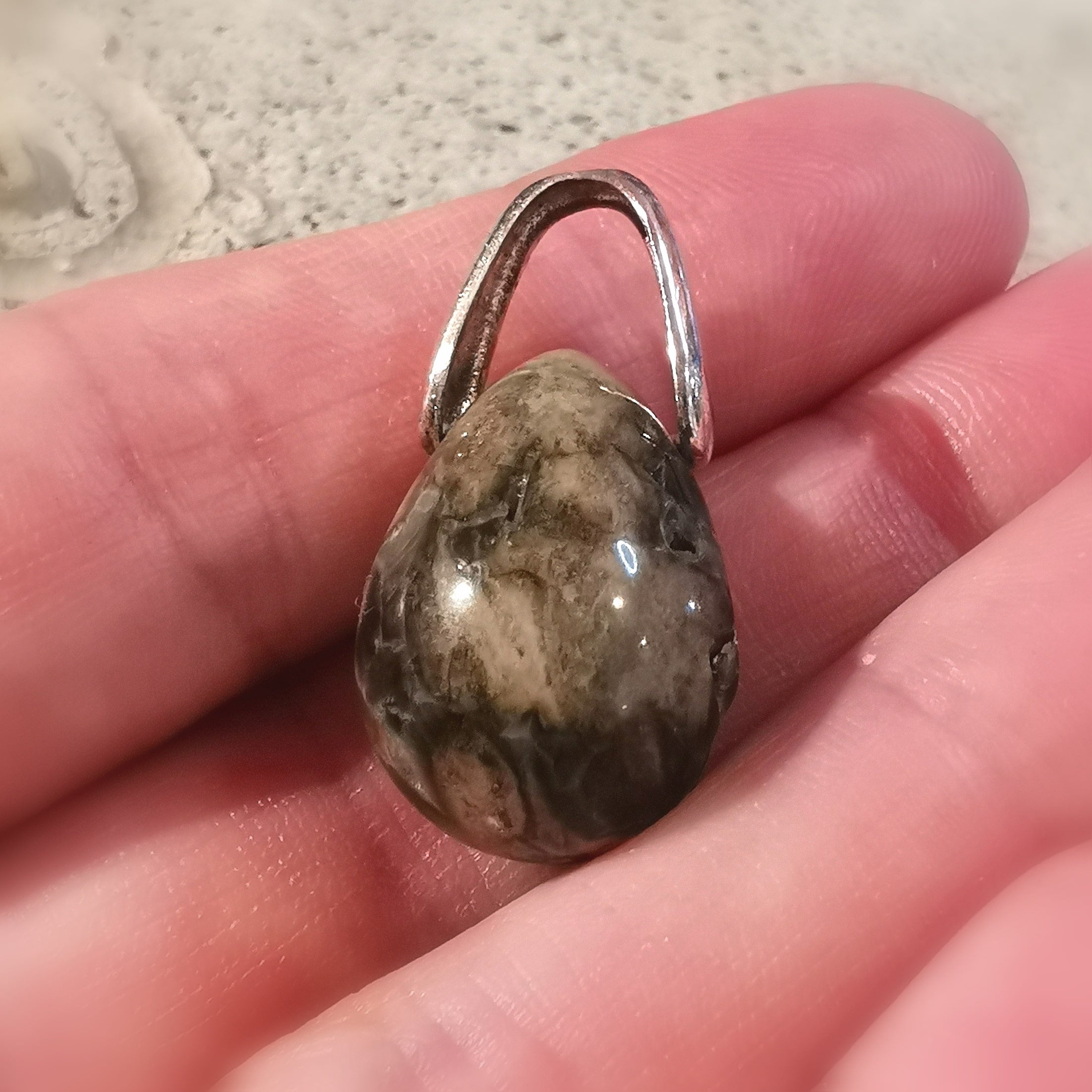 Ozean Jaspis Edelstein Heilstein Tropfen Anhänger Sterlingsilber - Erneuerung