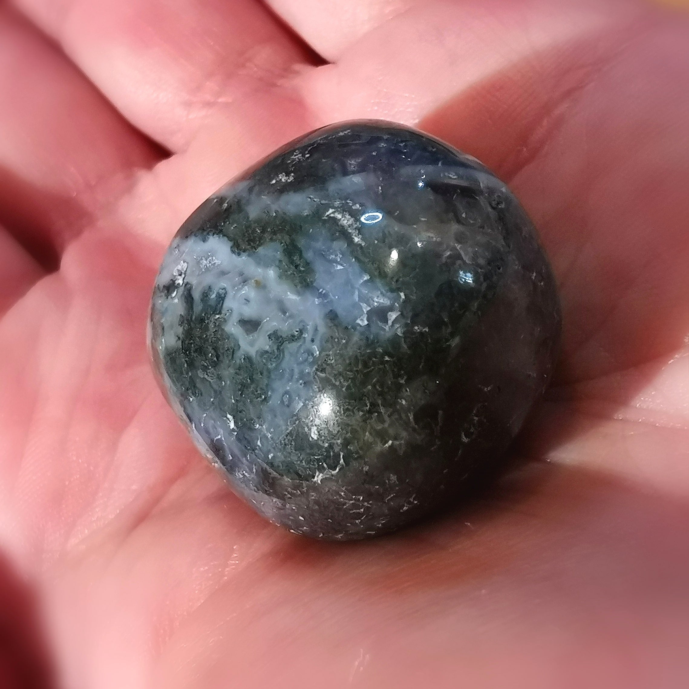 Ocean Jasper Green Hand Stone for Relaxation and Meditation, Chakra Healing Stone - Renewal