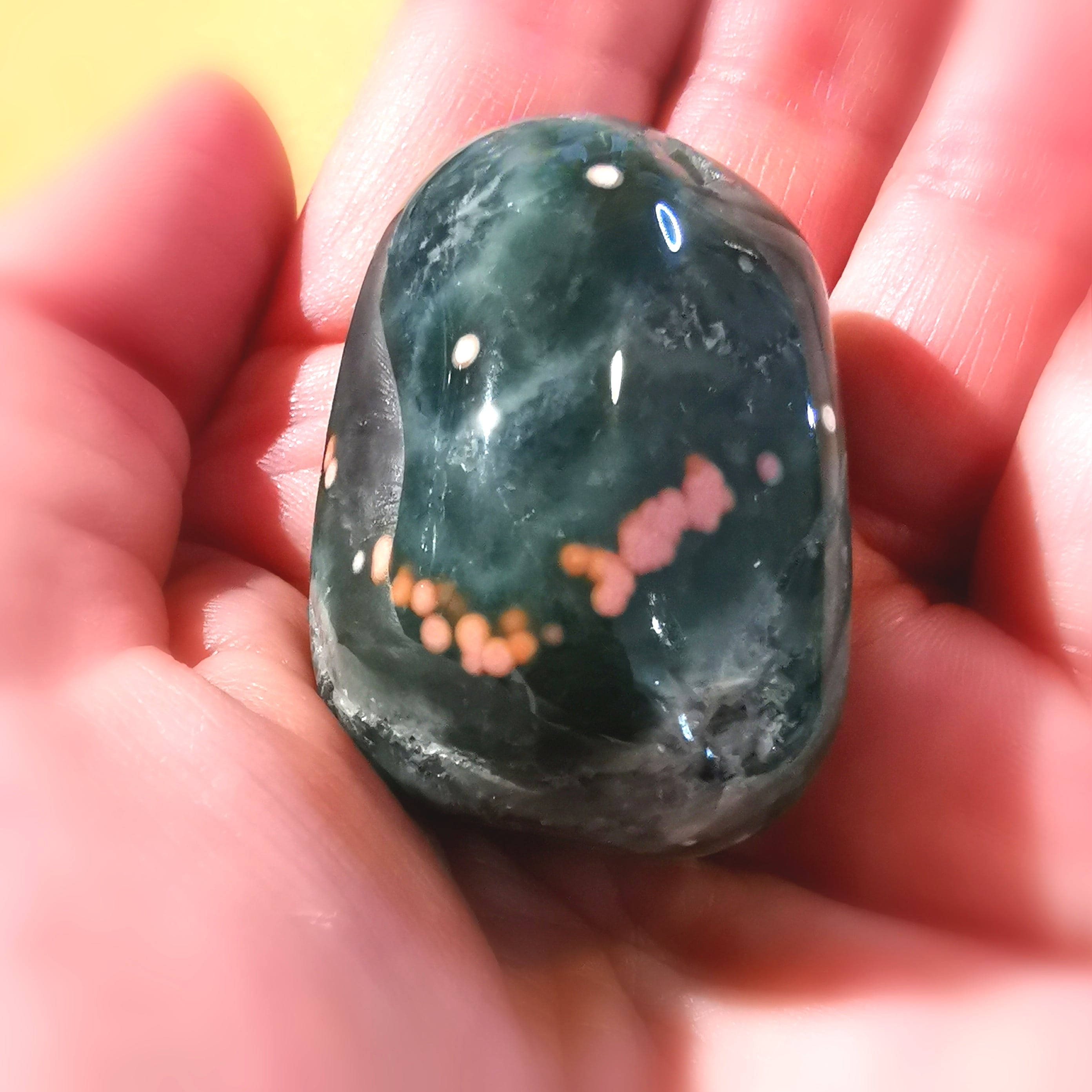 Ozean Jaspis Grün XL Handschmeichler zur Entspannung und Meditation, Chakra Heilstein - Neuanfang