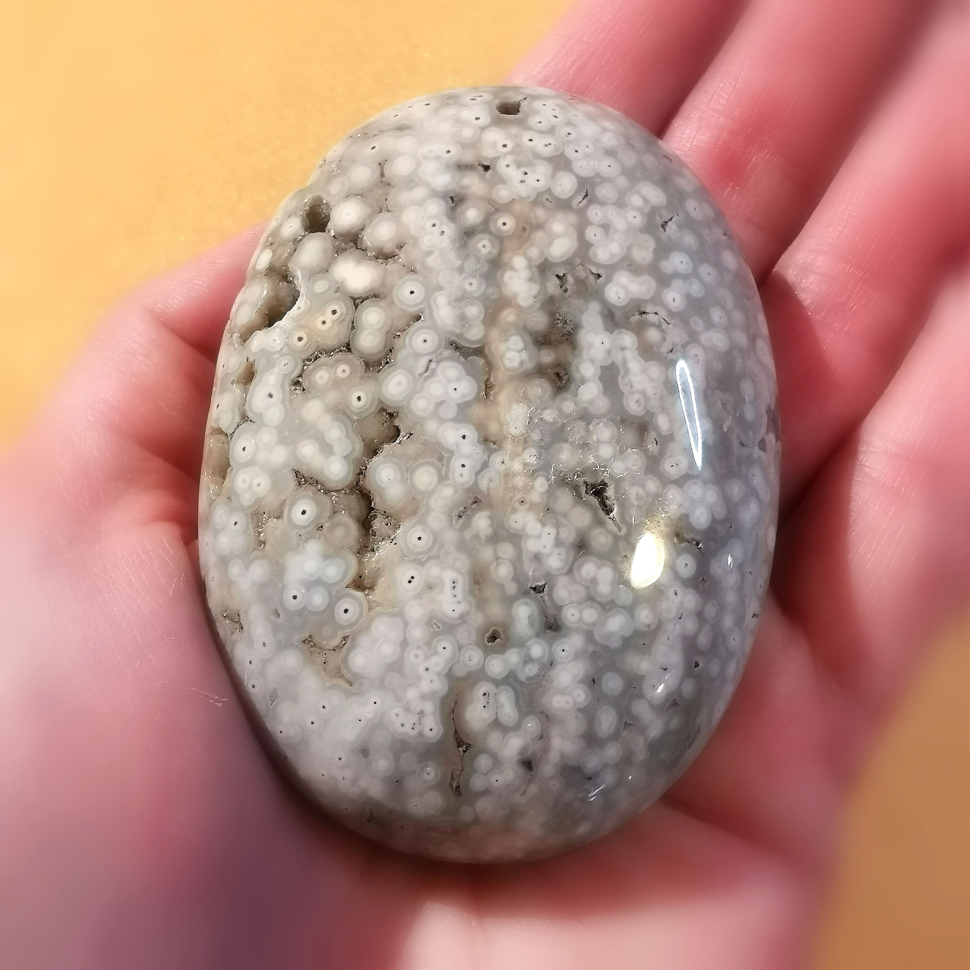 Ozeanjaspis (Ozeanchalcedon) XXL Scheibenstein Handschmeichler "Seifenstein" Meditation und Therapie, geweiht - Erneuerung