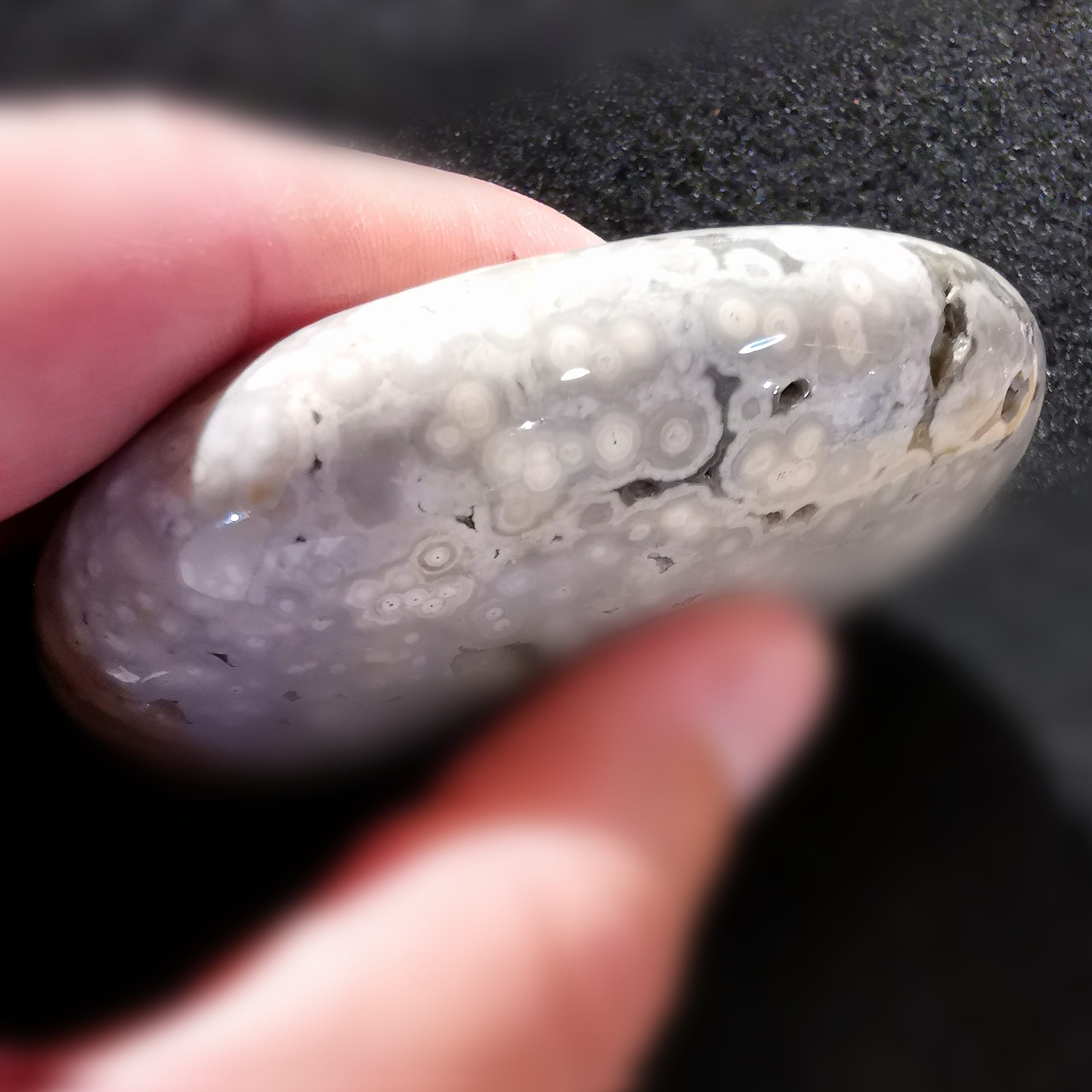 Ozeanjaspis (Ozeanchalcedon) XXL Scheibenstein Handschmeichler "Seifenstein" Meditation und Therapie, geweiht - Erneuerung