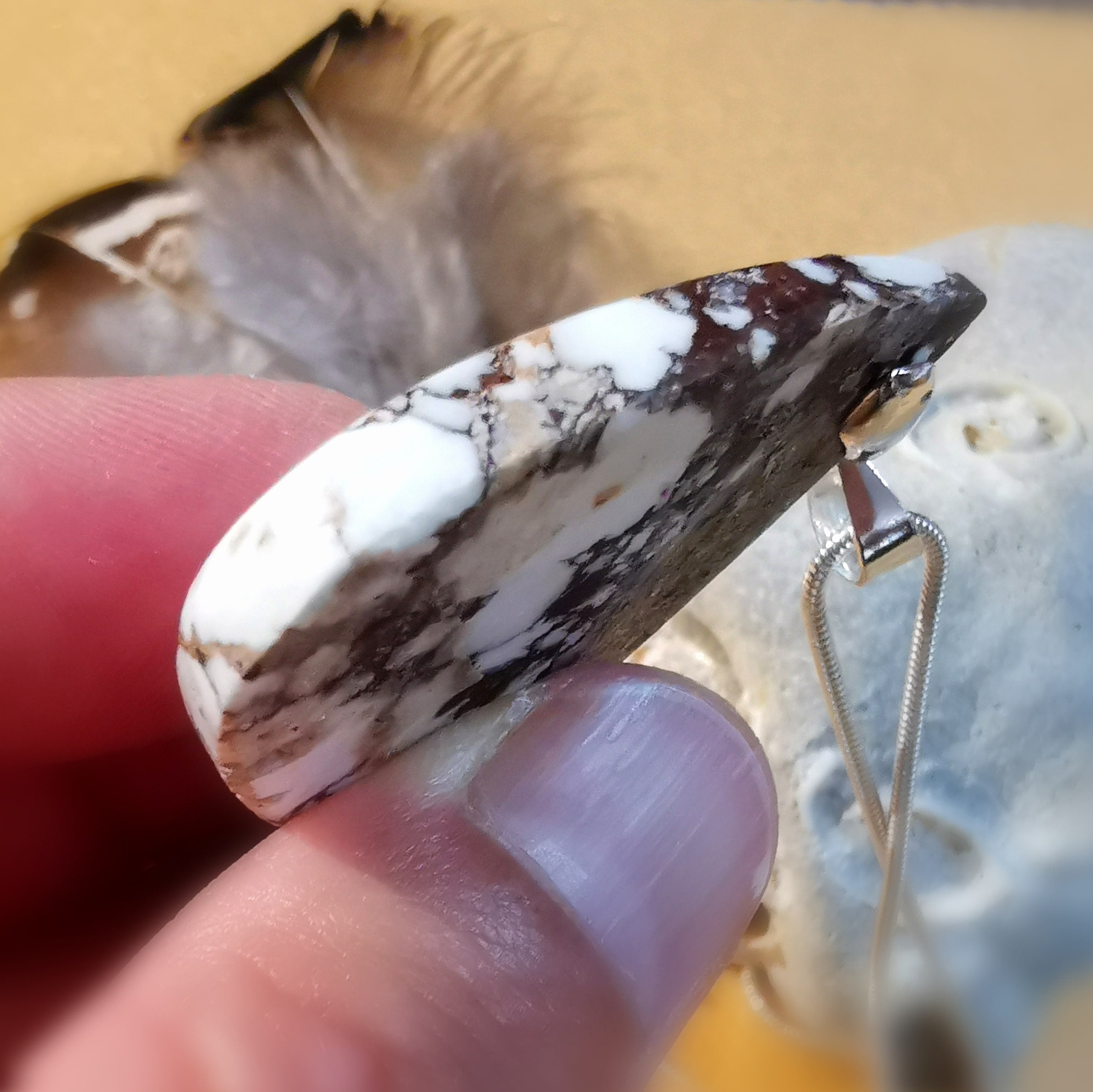 Magnesit Edelstein Heilstein Anhänger Tropfen, Heilstein Karma Kette, geweiht, Erleichterung