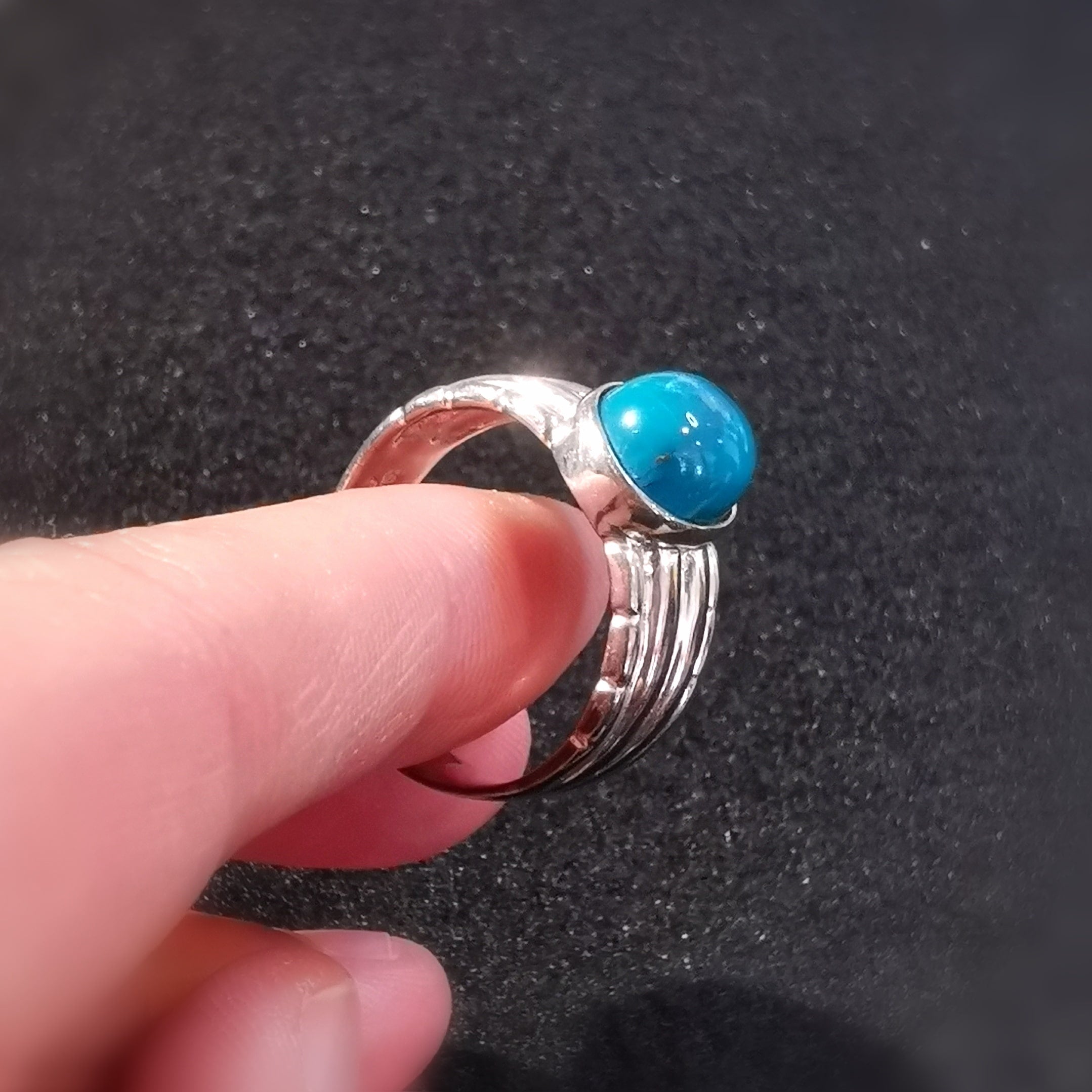 Türkis Pyrit Edelstein Heilstein Sterlingsilber Ring - Größe 60 - Freiheit