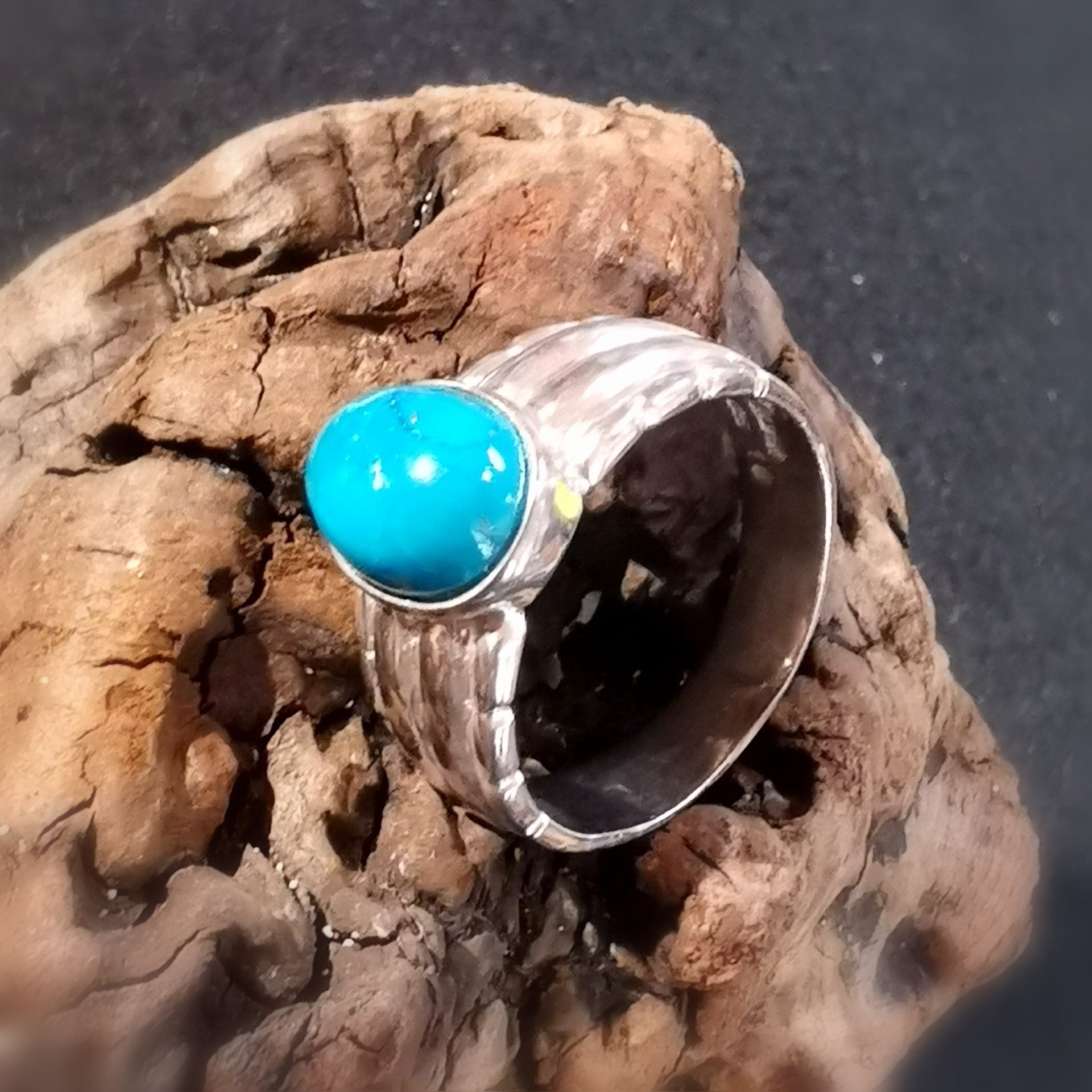 Türkis Pyrit Edelstein Heilstein Sterlingsilber Ring - Größe 60 - Freiheit
