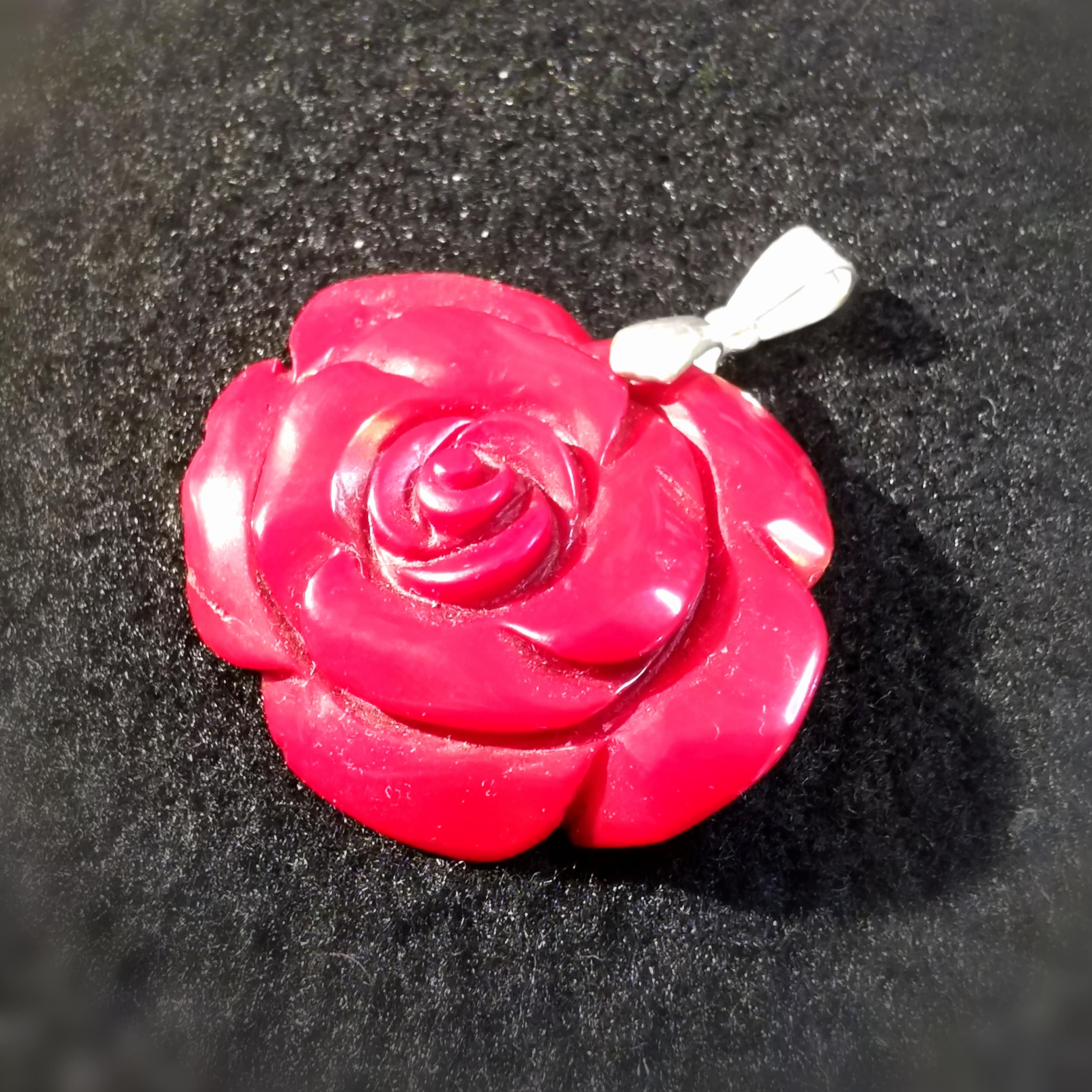 Korallen Rose Sterlingsilber Anhänger, Bambuskoralle Heilstein Karma Schmuck, geweiht - Kraft und Schönheit