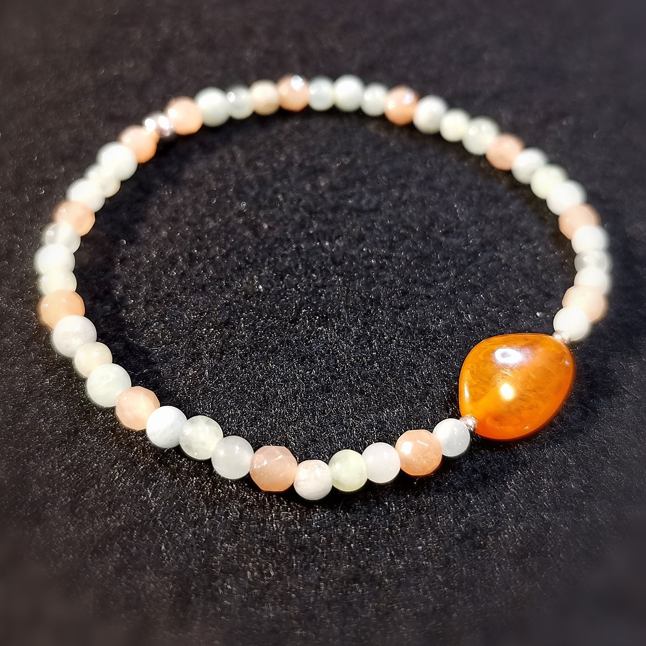 Jade Sonnenstein Aquamarin Bernstein Heilstein Karma Armband, geweiht - Sonnenlicht und Leichtigkeit