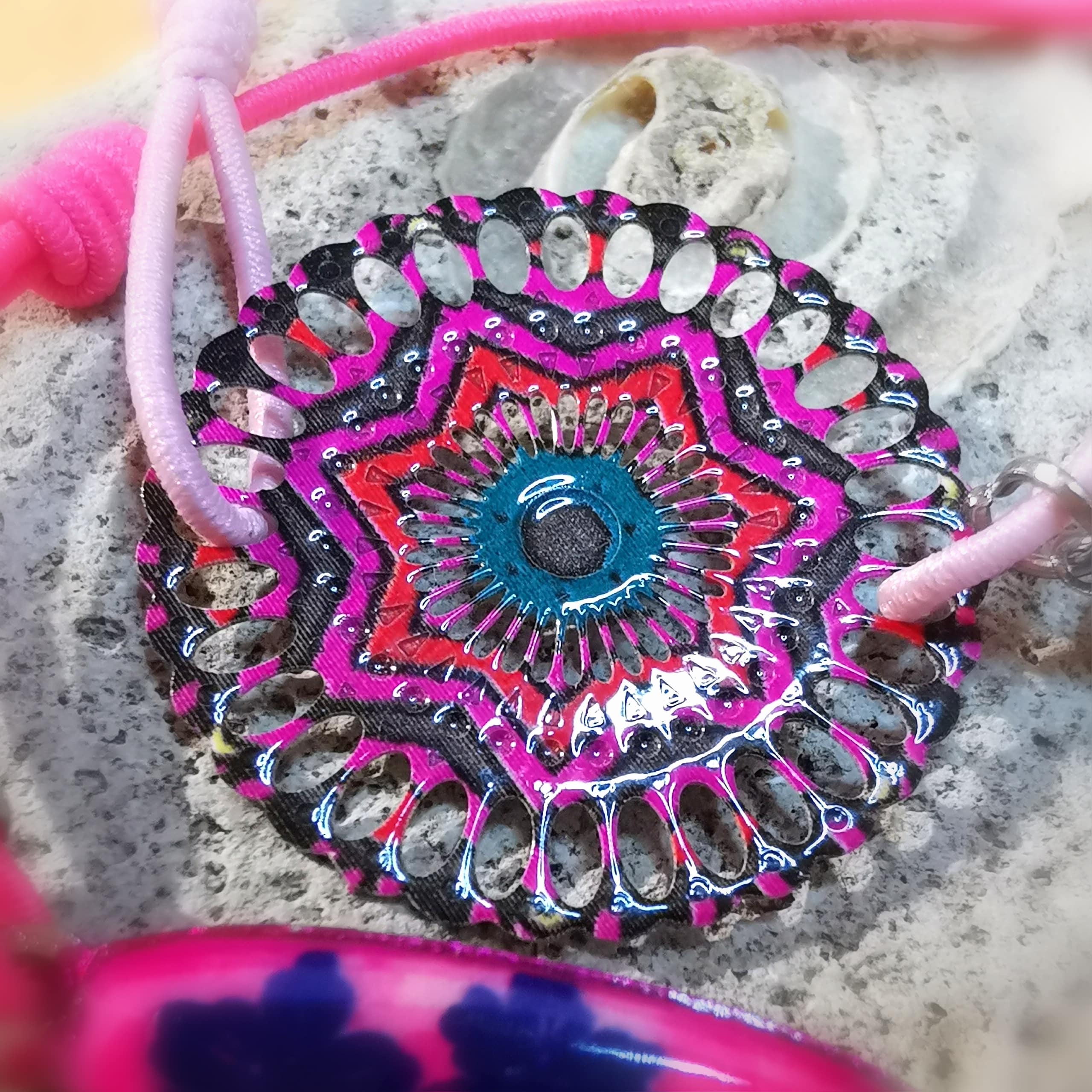 Armbändchen Set, rosa pink, Mandala und Surfboard, geweihte Karma Armbänder alle Größen - Glücksgefühl