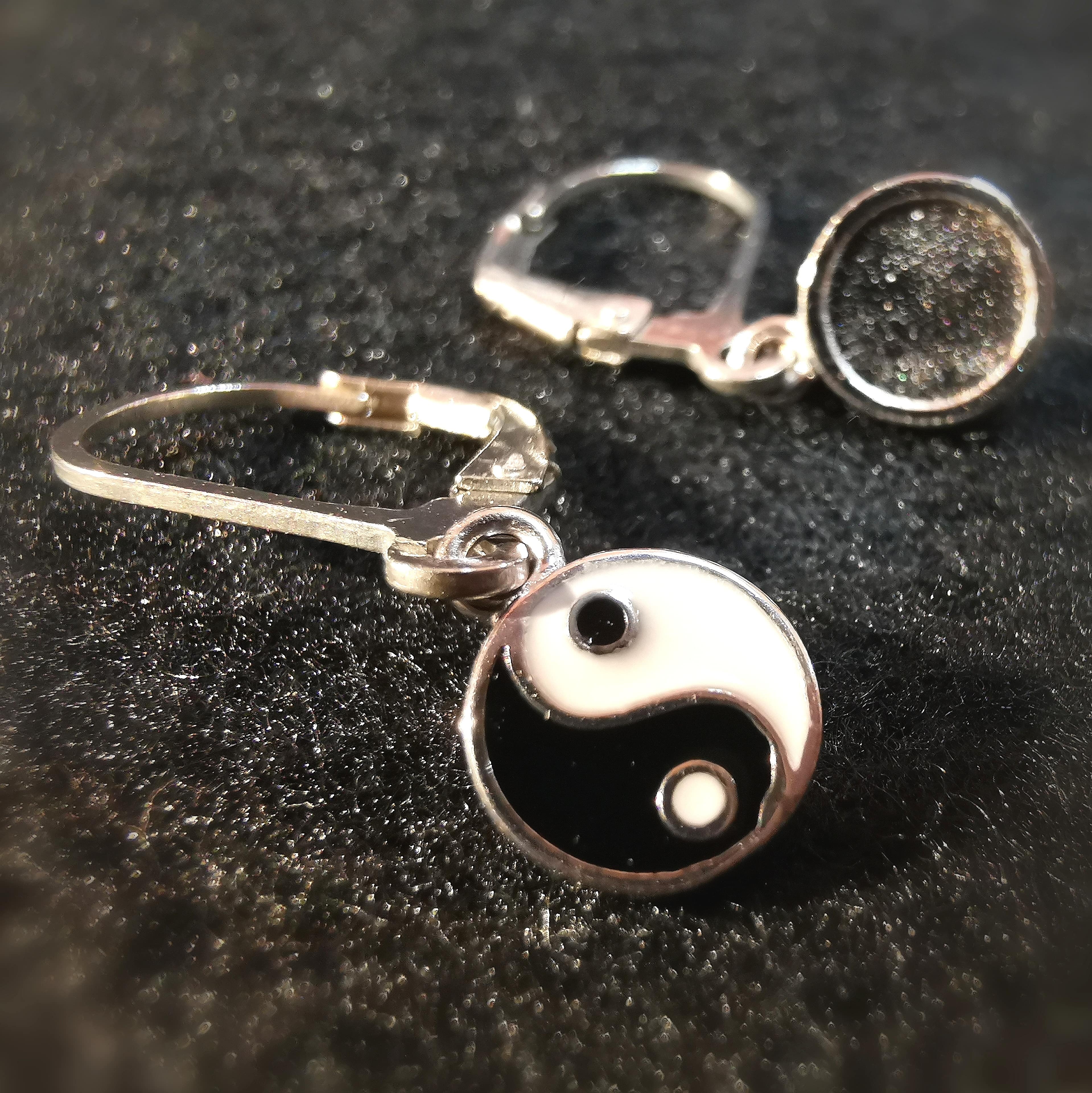 Yin Yang Perlmutt Ohrringe Creolen Sterlingsilber - innere Harmonie
