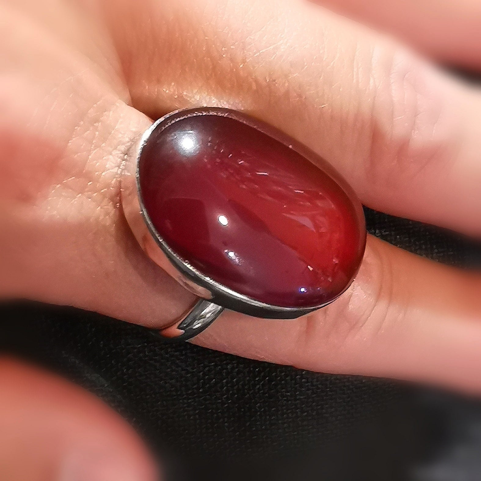 Carneol Glücksachat Edelstein Heilstein Sterlingsilber Ring Fingerring AA Qualität warmes Orange - Freude und Kreativität