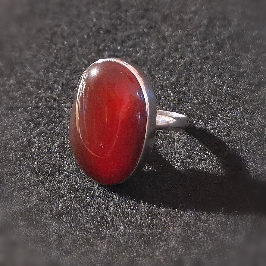 Carneol Glücksachat Edelstein Heilstein Sterlingsilber Ring Fingerring AA Qualität warmes Orange - Freude und Kreativität