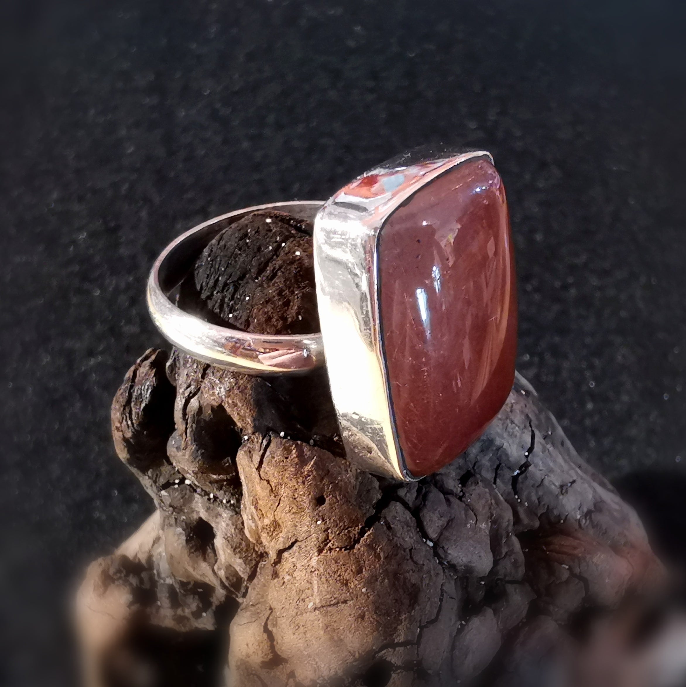 Karneol orange, Edelstein Sterlingsilber Glücksachat Chakra Karma Ring Sterlingsilber, Größe verstellbar 54 - 57 - Freude und Kreativität