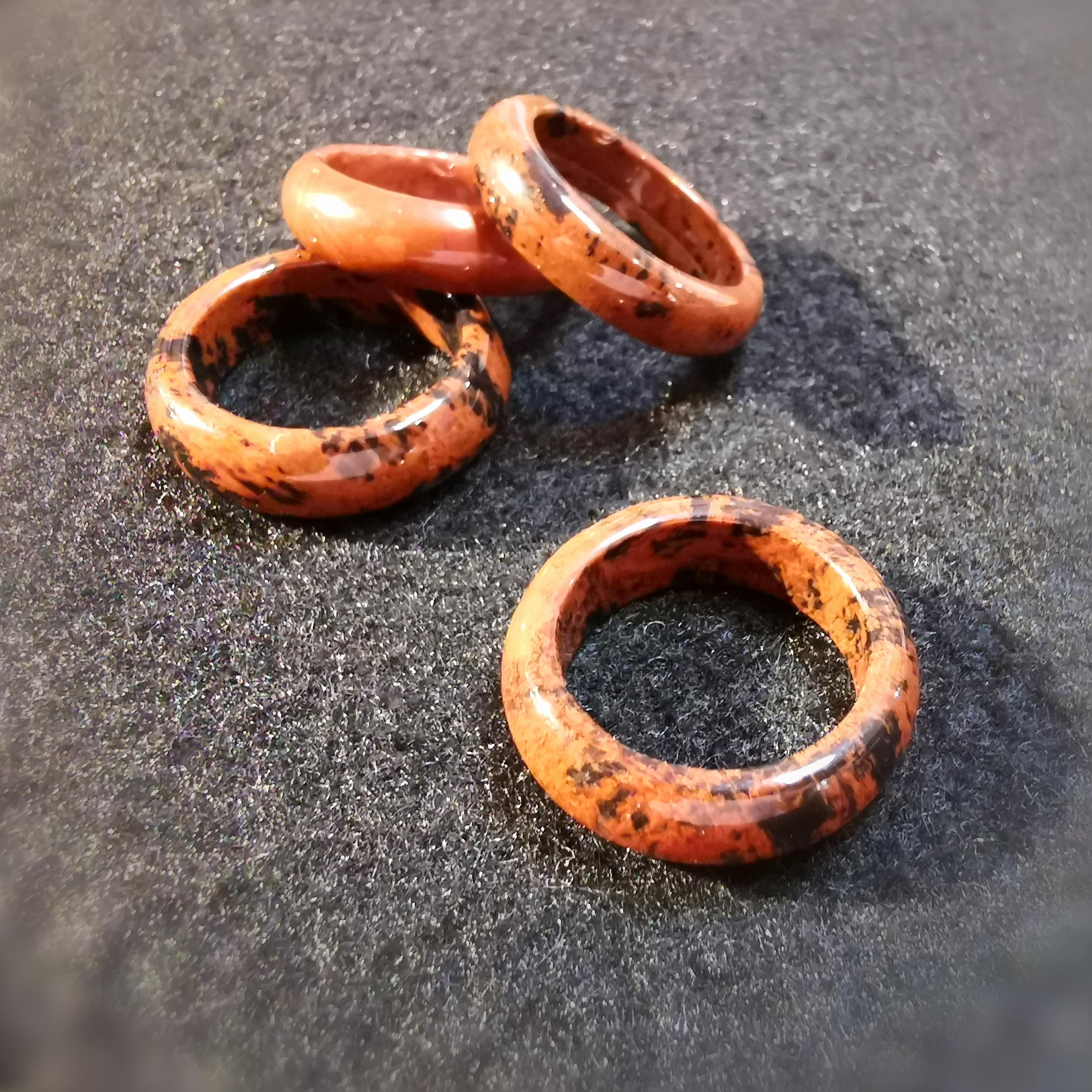Obsidian Mahagoni Edelstein Heilstein Ring, Karma Fingerring, Lebensenergie und Lebenswille