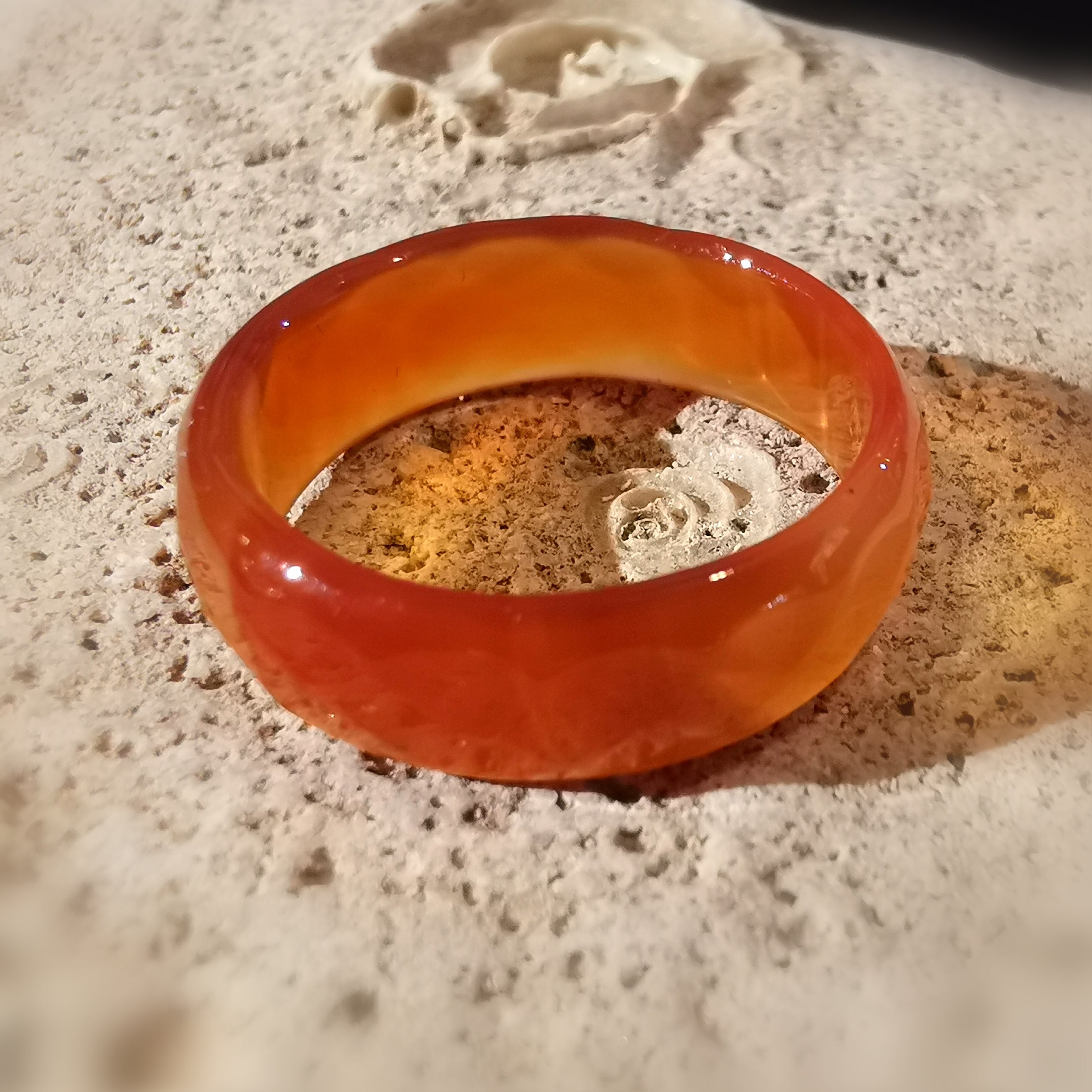 Carneol Glücksachat Edelstein Heilstein Ring, facettiert, Größe 56, Glück