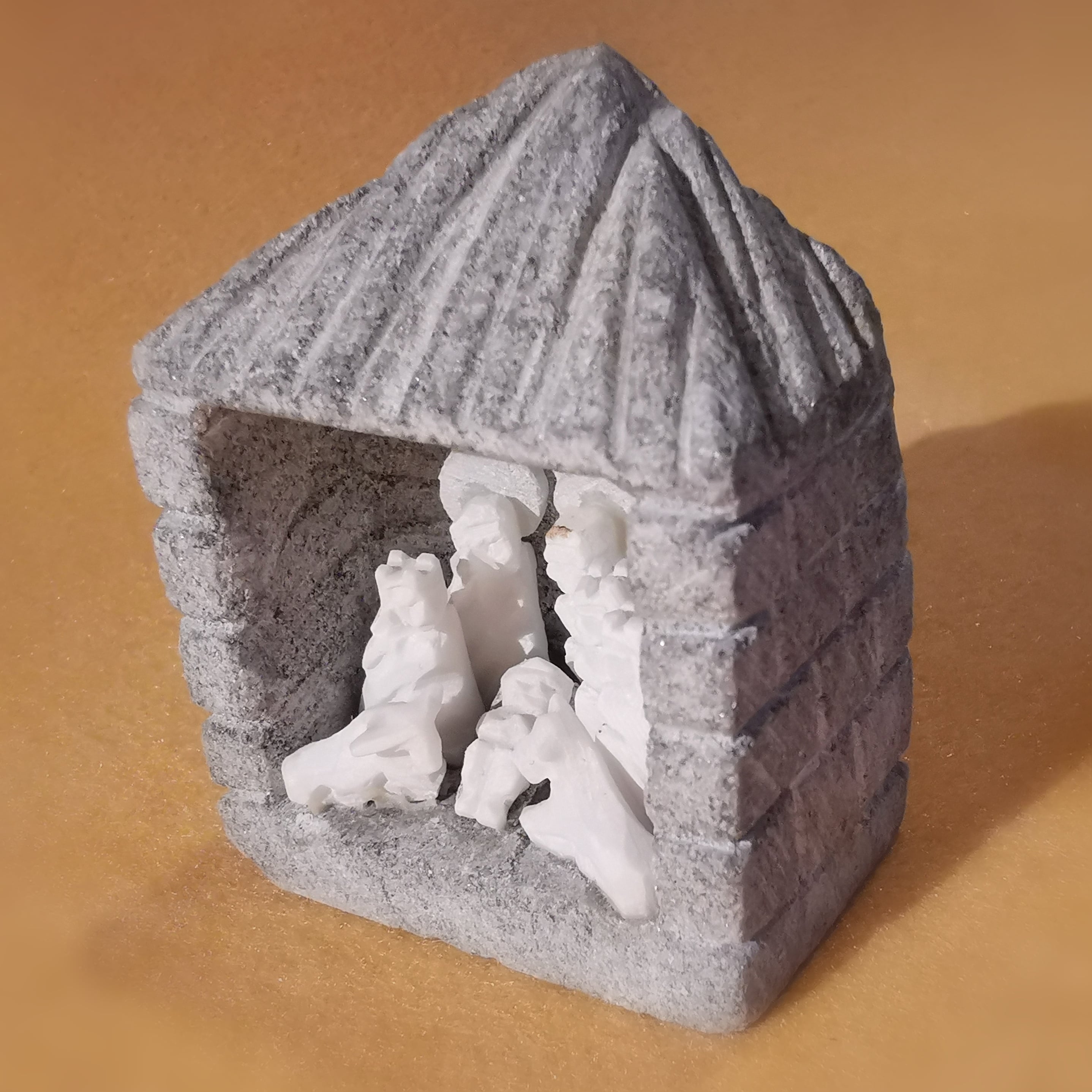 Krippe für Weihnachten Alabaster Edelstein, Kunsthandwerk, liebevoll im Detail, geweiht