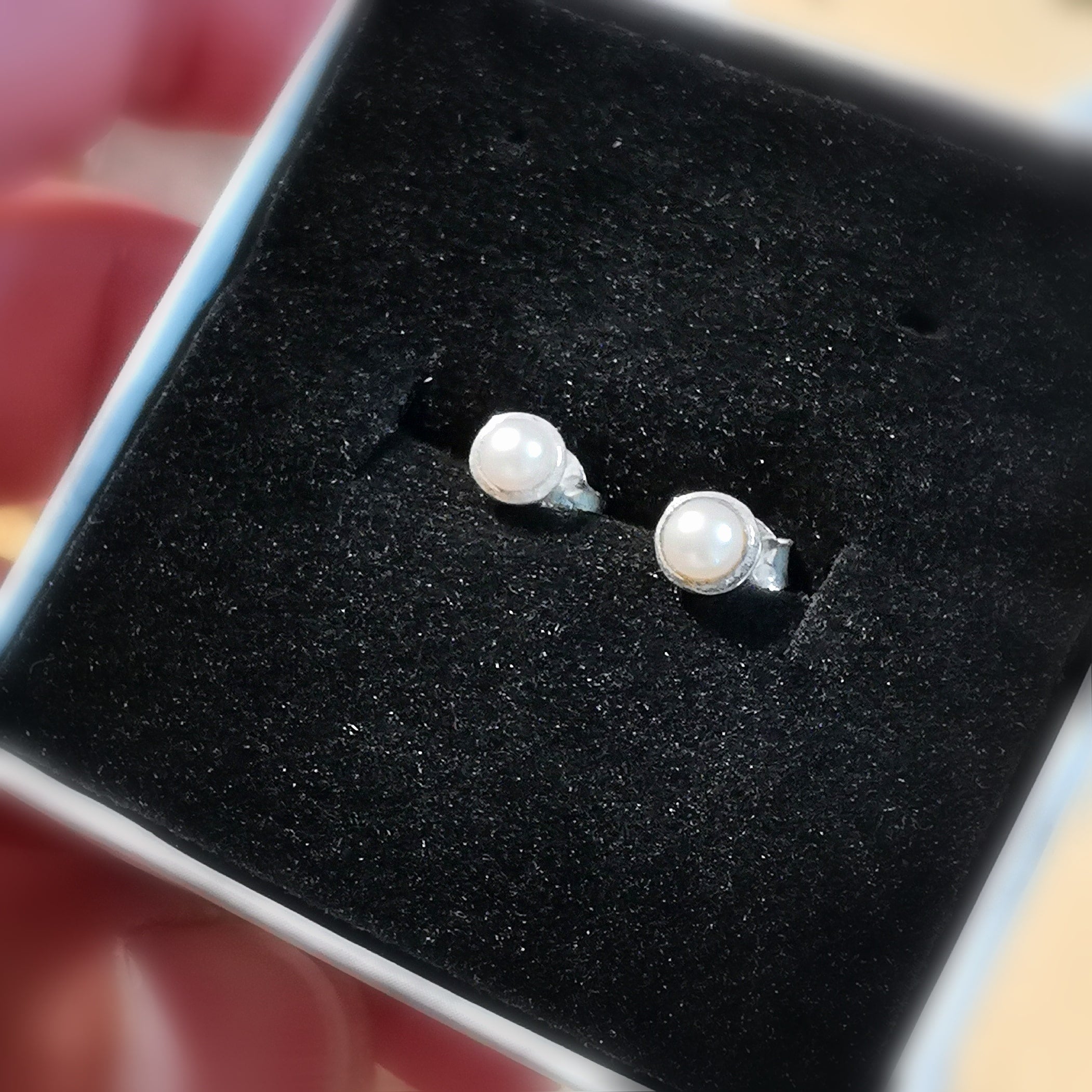 Perlen Ohrstecker Design Ohrringe weiß, mit wunderschönem Schimmer Sterlingsilber - Schönheit des Lebens