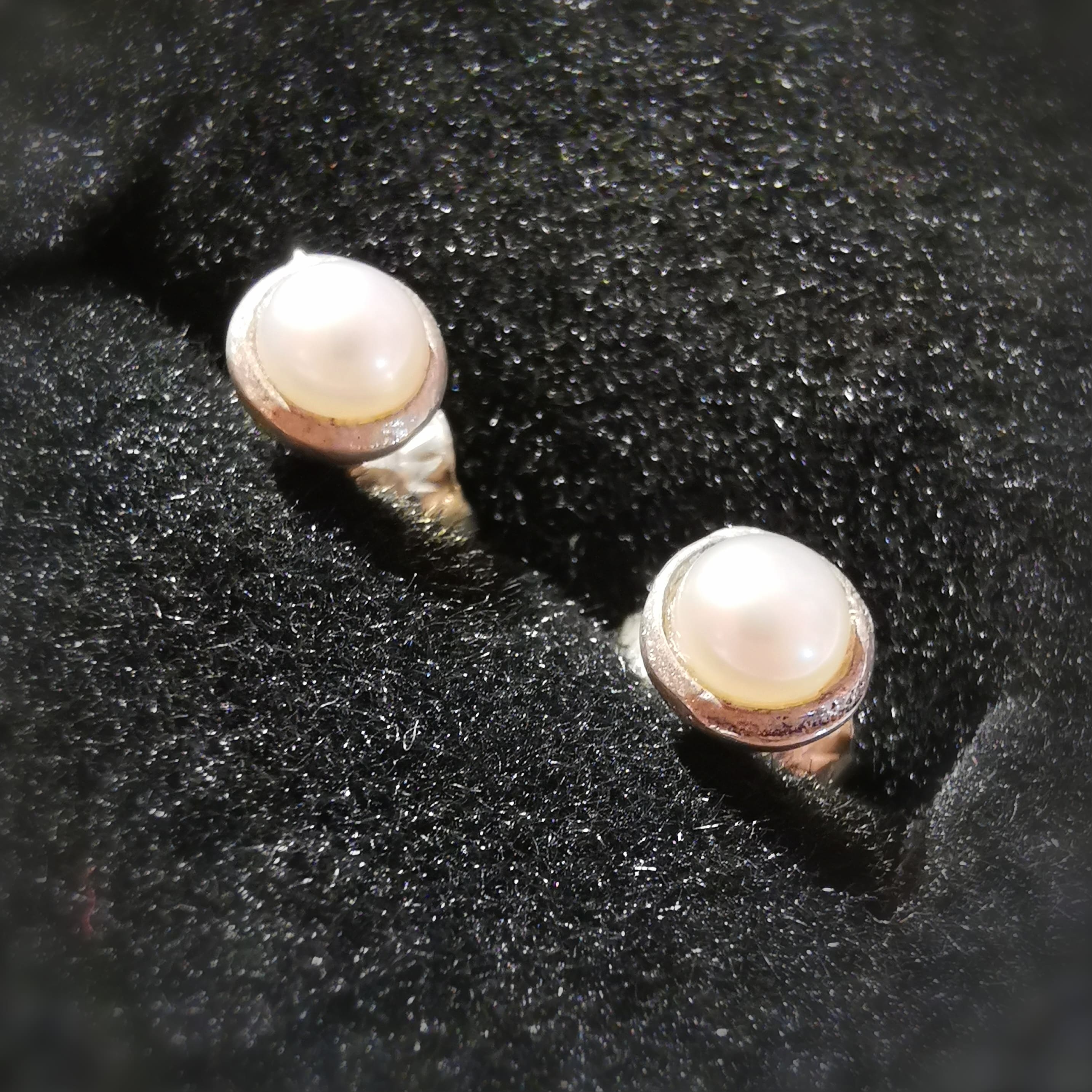 Perlen Ohrstecker Design Ohrringe weiß, mit wunderschönem Schimmer Sterlingsilber - Schönheit des Lebens