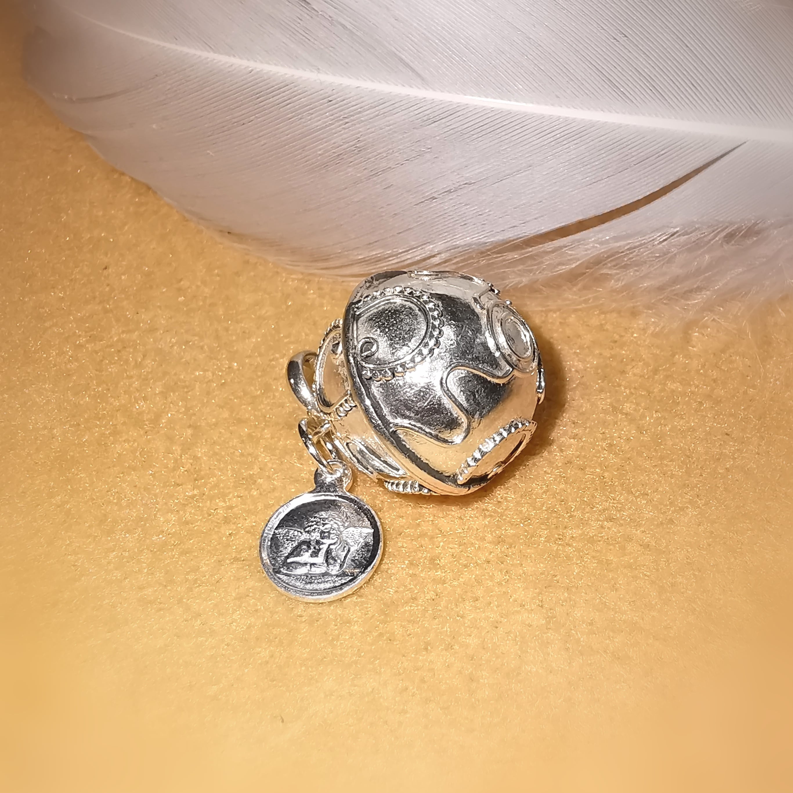 Engelsrufer Klangkugel Charm Anhänger mit Schutzengel, Engel Büste Amulett, Sterlingsilber, geweiht - Schutz und Liebe