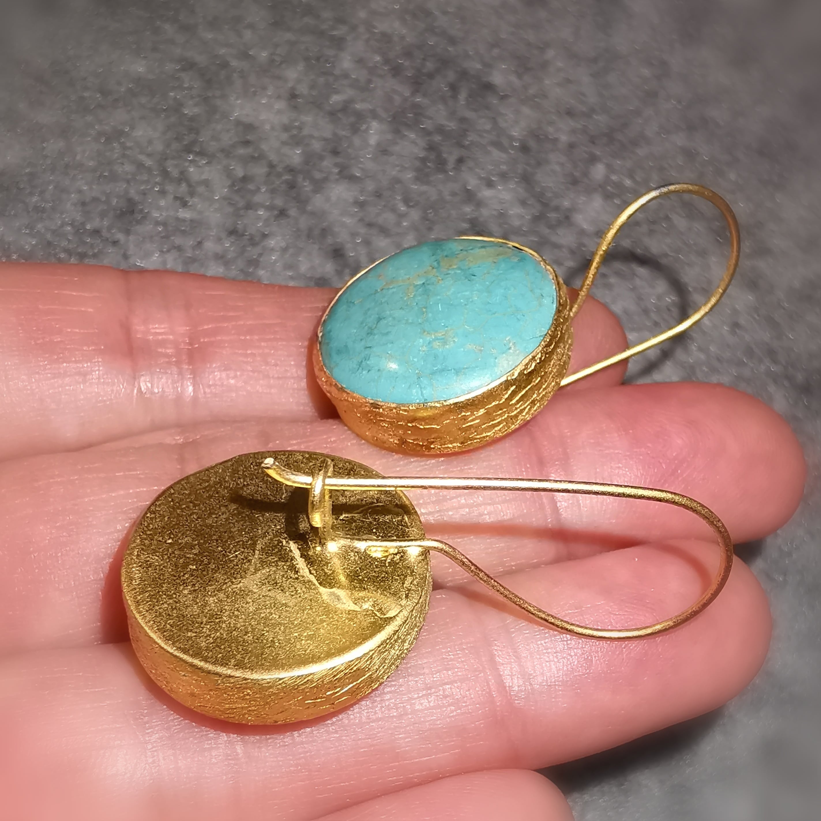 Asia Türkis Bijou Boho Edelstein Heilstein Ohrringe goldfarben - Leichtigkeit