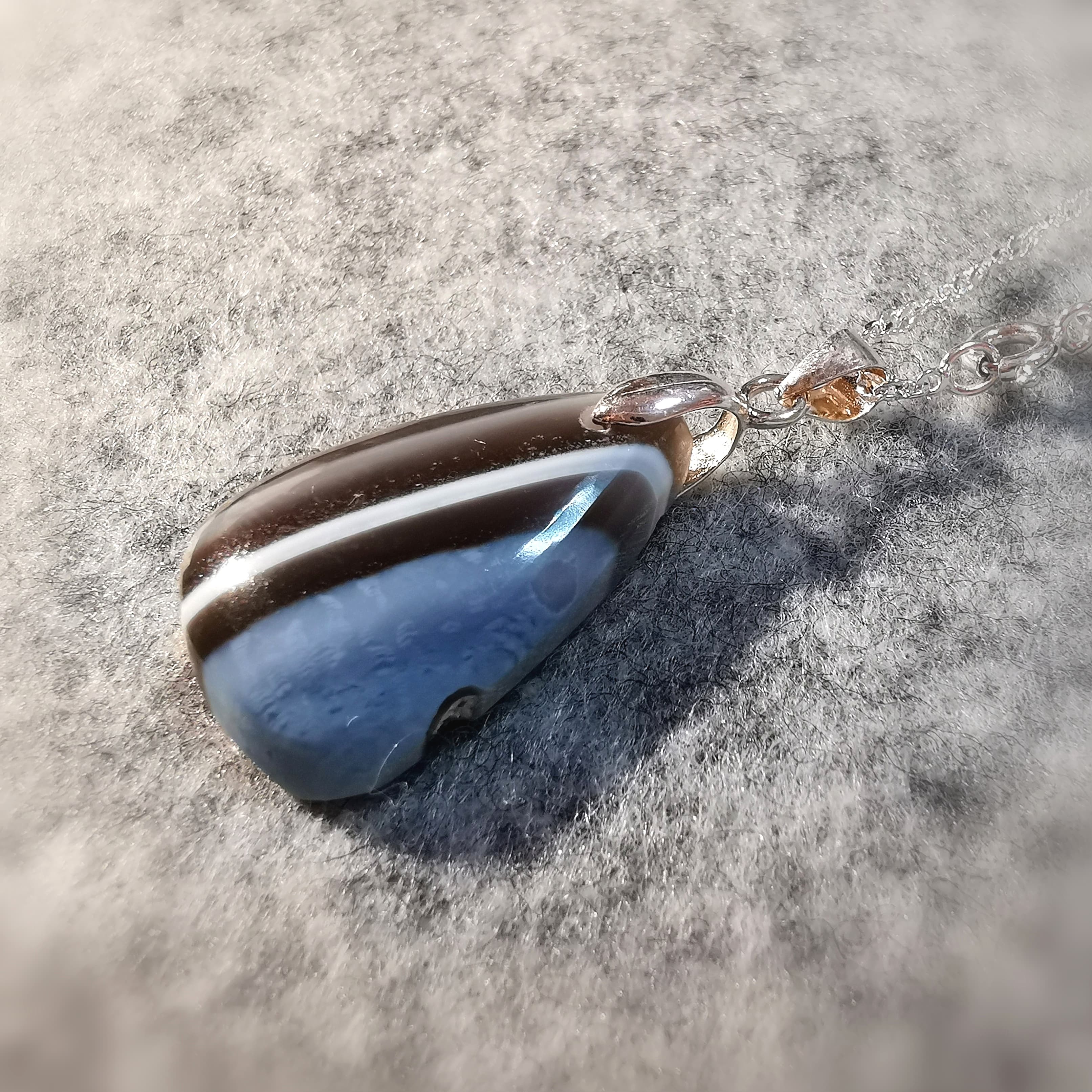 Opal Tropfen Edelstein Heilstein Schmuck Unikat: Karma Heilstein Sterlingsilber Kette geweiht - Seelenkraft