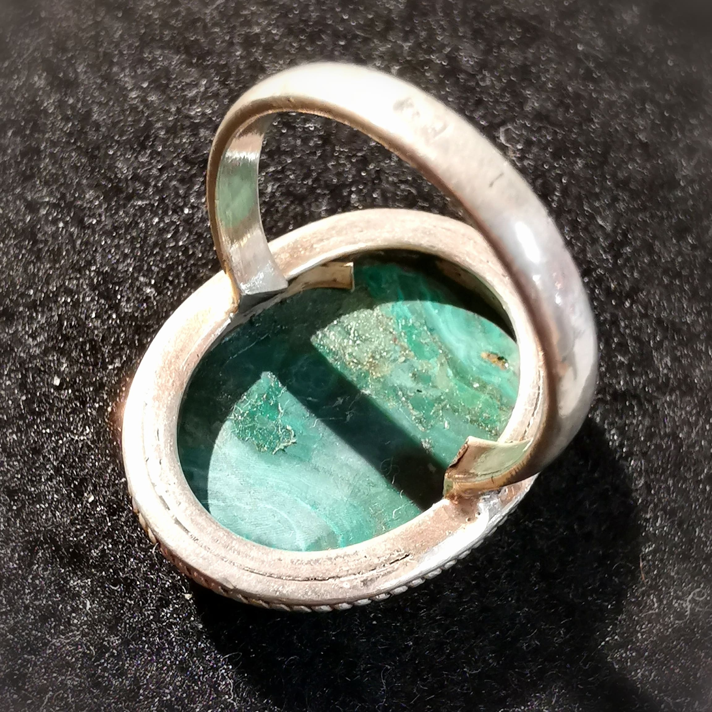 Malachit Edelstein Herzchakra Karma Ring #vintage design, Sterlingsilber Heilstein geweiht #vonHerzen, 925er Sterlingsilber