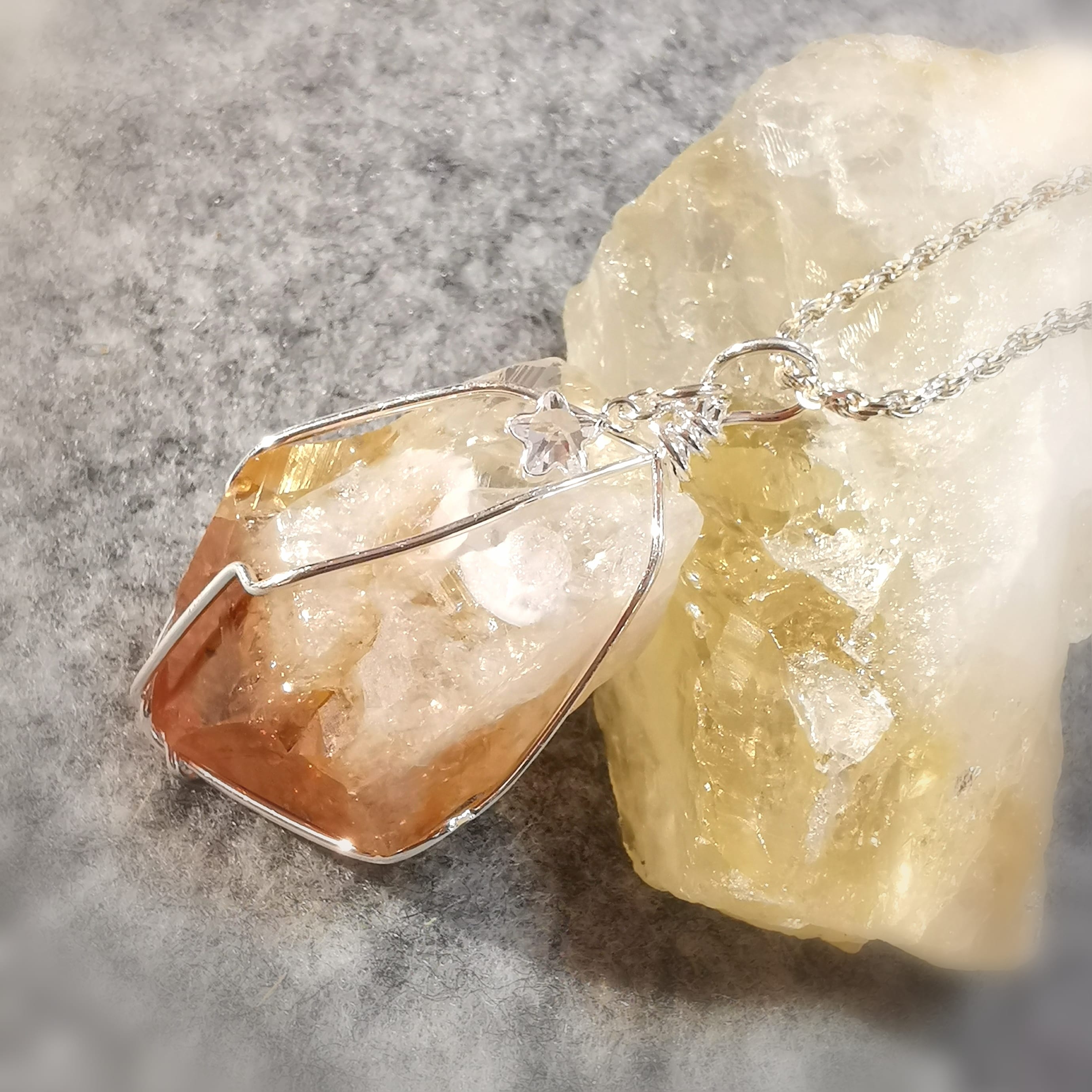 Citrin Edelstein Seestern Sterlingsilber Kette, Karma Krafttier Talisman Schmuck, lichtvoller Aura Schutz, Heilstein Chakra Krafttier Schmuck, geweiht - Wunder