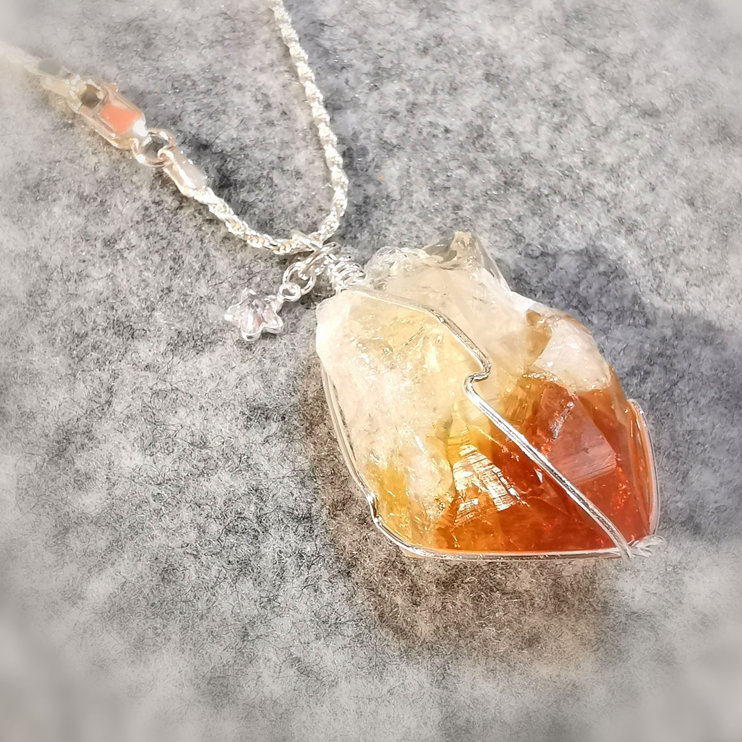 Citrin Edelstein Seestern Sterlingsilber Kette, Karma Krafttier Talisman Schmuck, lichtvoller Aura Schutz, Heilstein Chakra Krafttier Schmuck, geweiht - Wunder