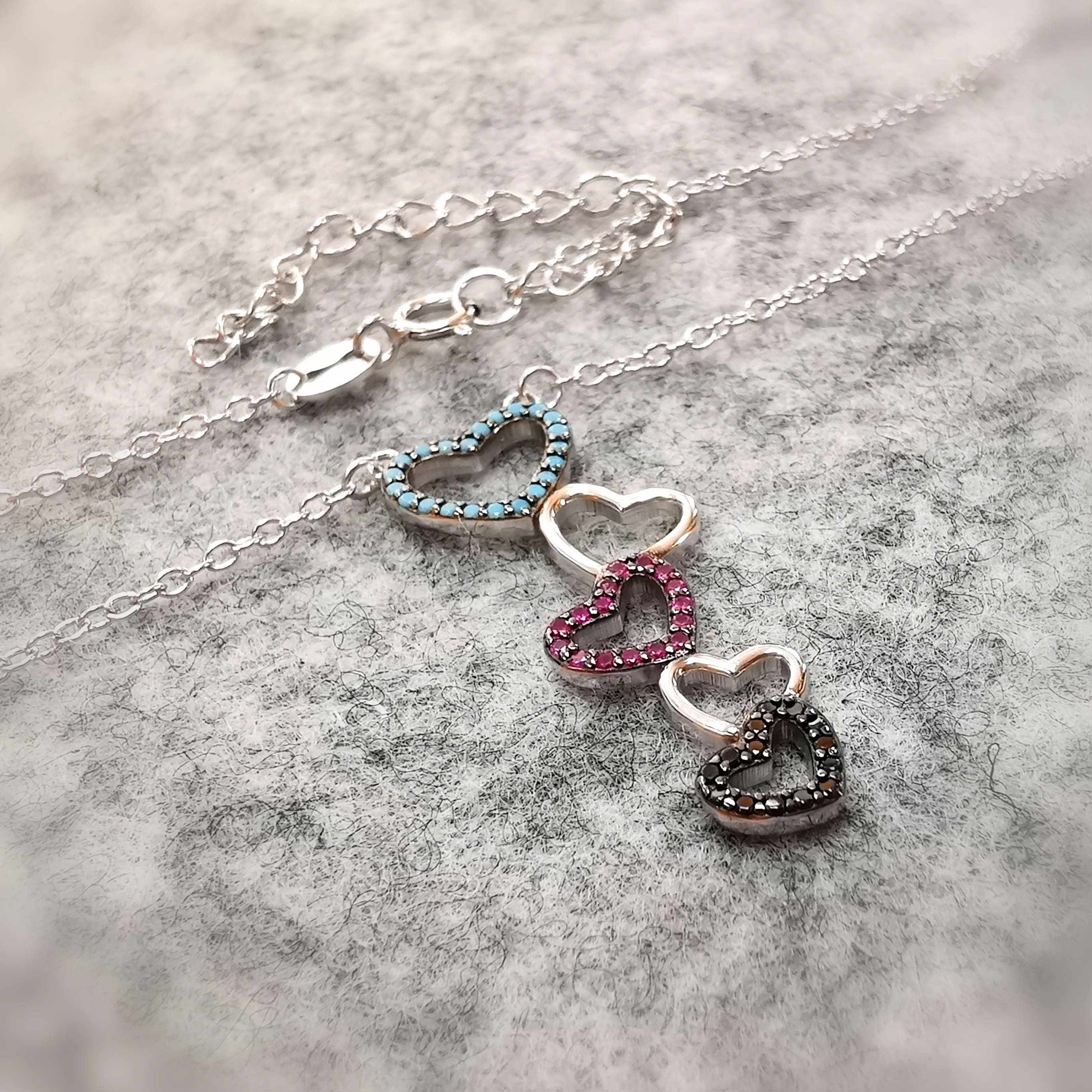 Herz Zirkon Talisman Kettchen bunt, Boho Karma Schmuck Kette geweiht, in Liebe