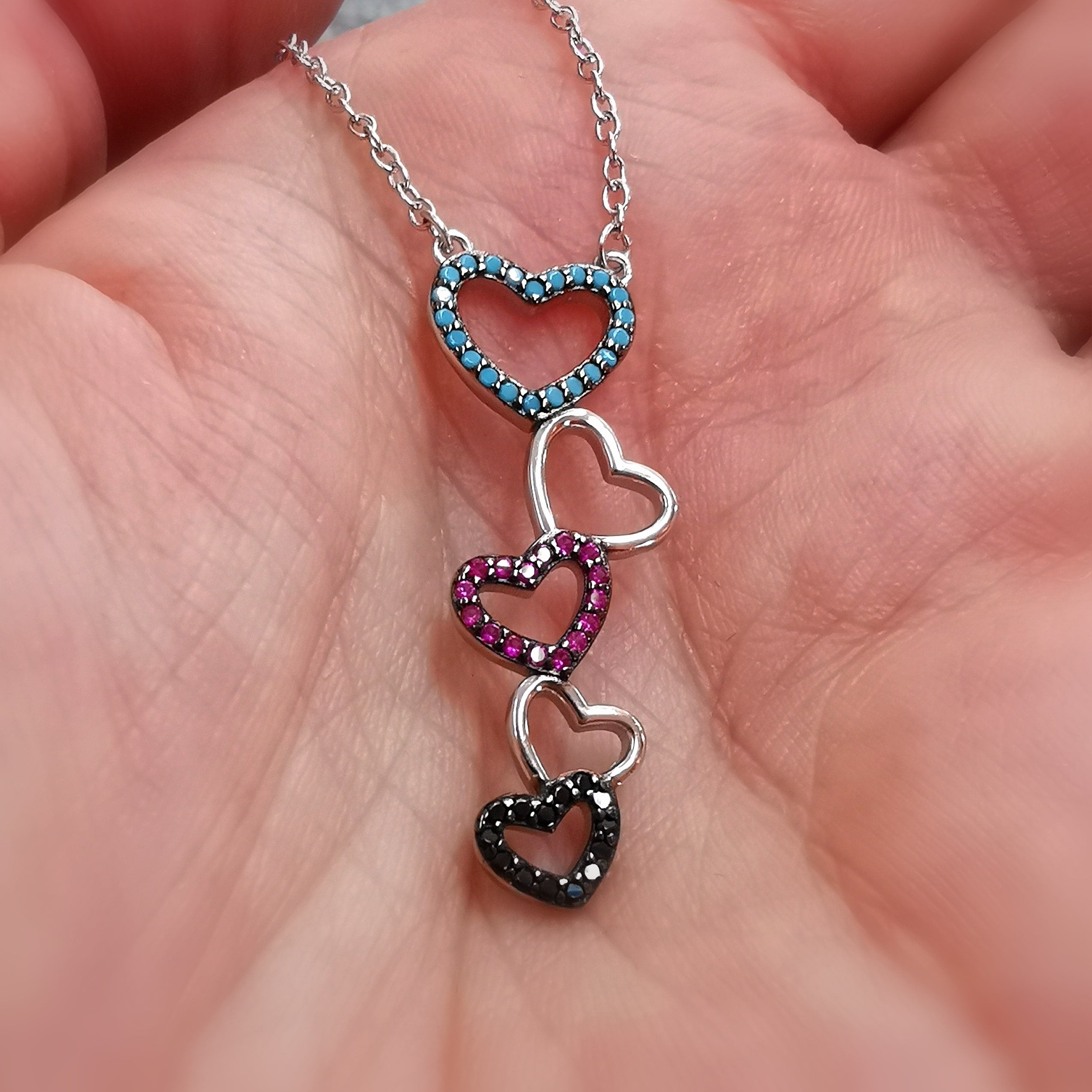 Herz Zirkon Talisman Kettchen bunt, Boho Karma Schmuck Kette geweiht, in Liebe