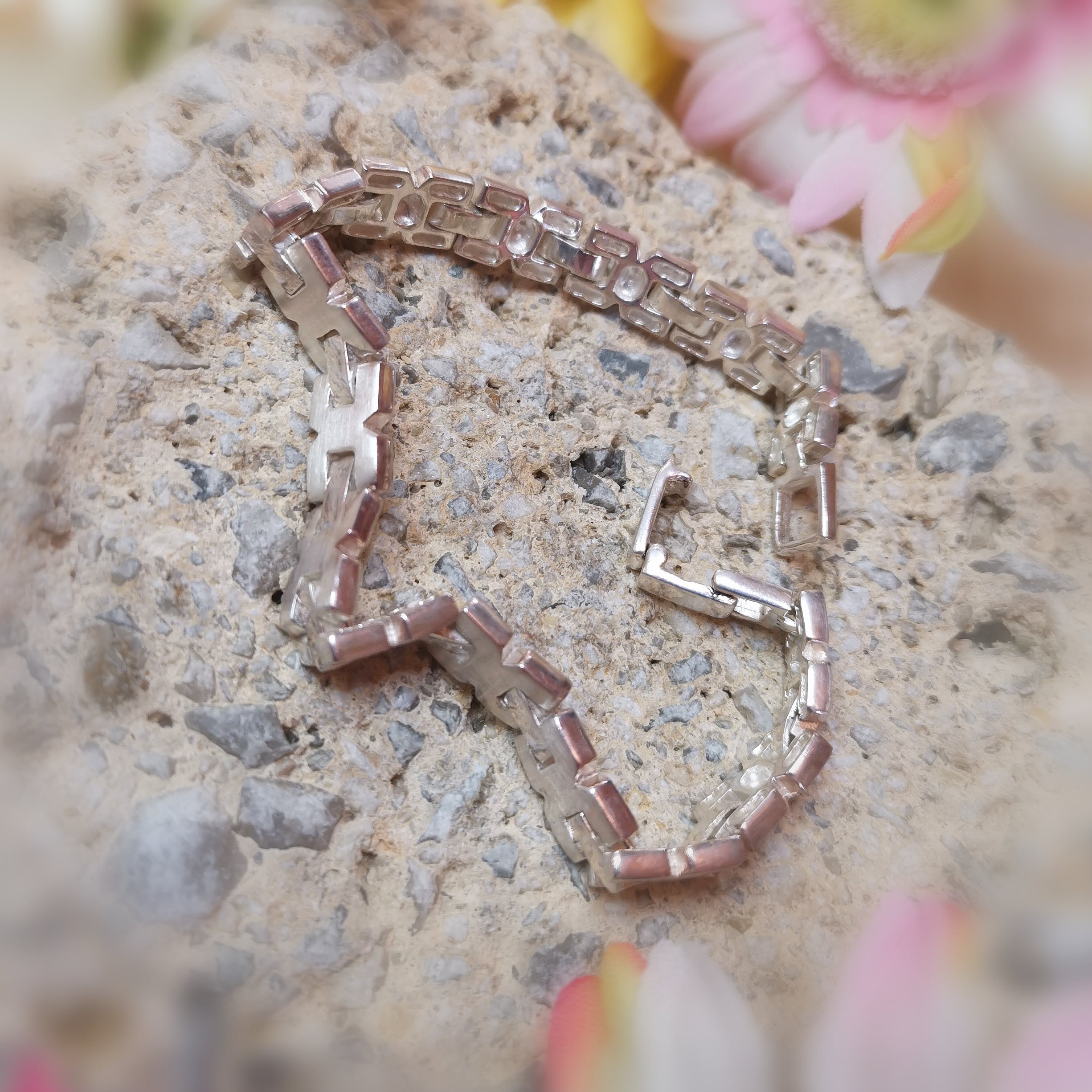 pulsera ancha de plata de ley unisex 18,5 cm - claridad