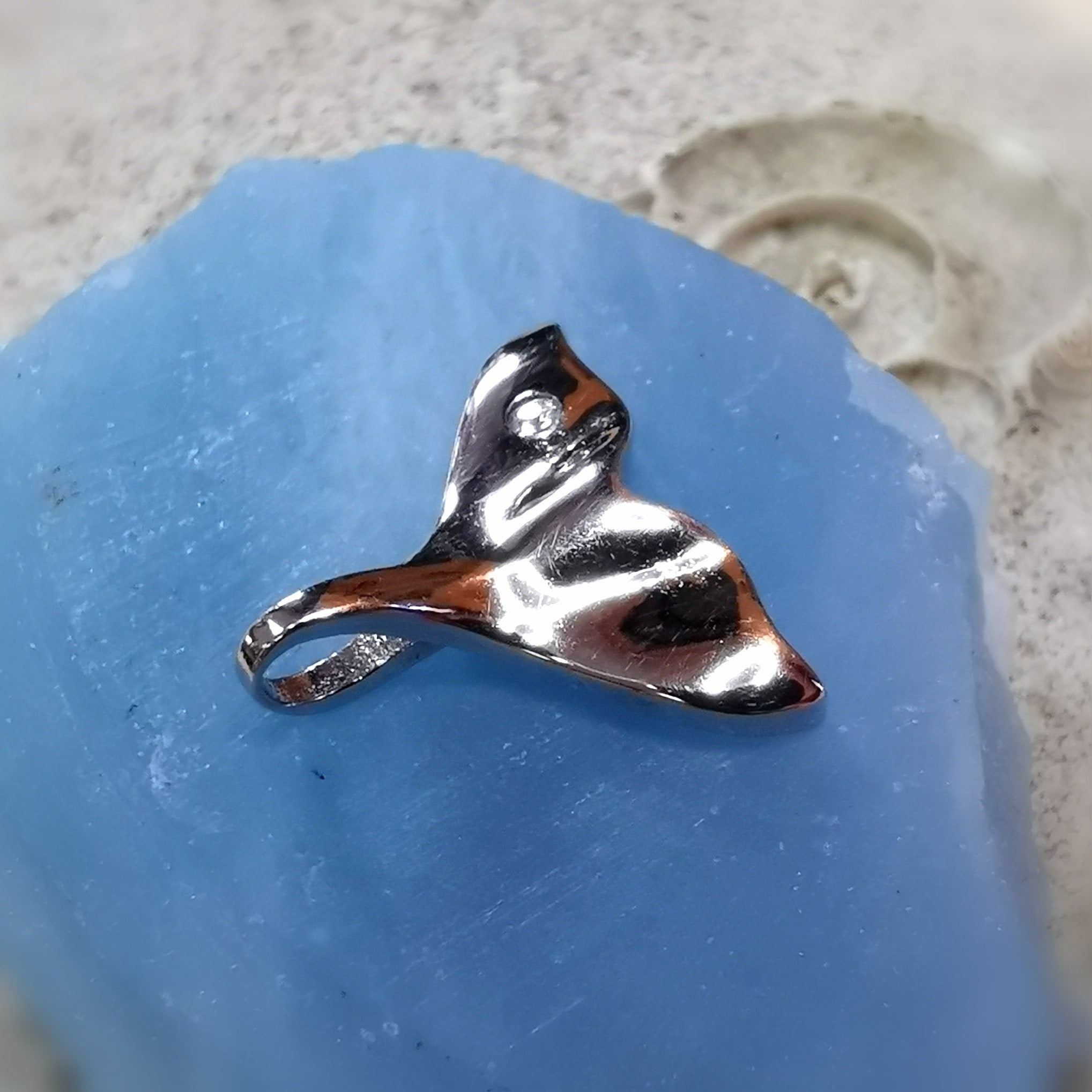 Walflosse Zirkon Sterlingsilber Schmuck Talisman Anhänger, Krafttier Wal