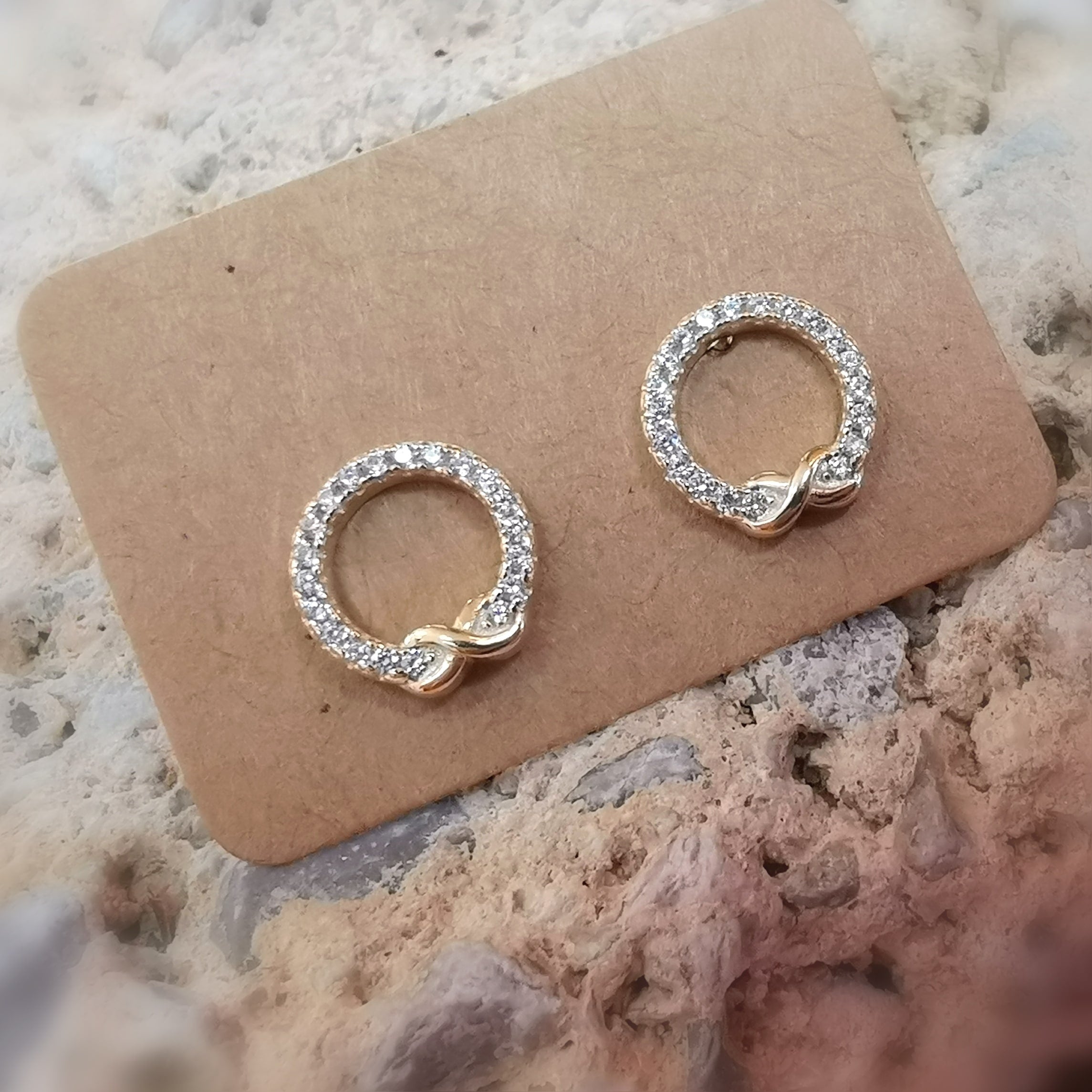 Infinity Zirkon Lebenskreis Glücksbringer Ohrringe Stecker Gold, Schutz und Lebensglück