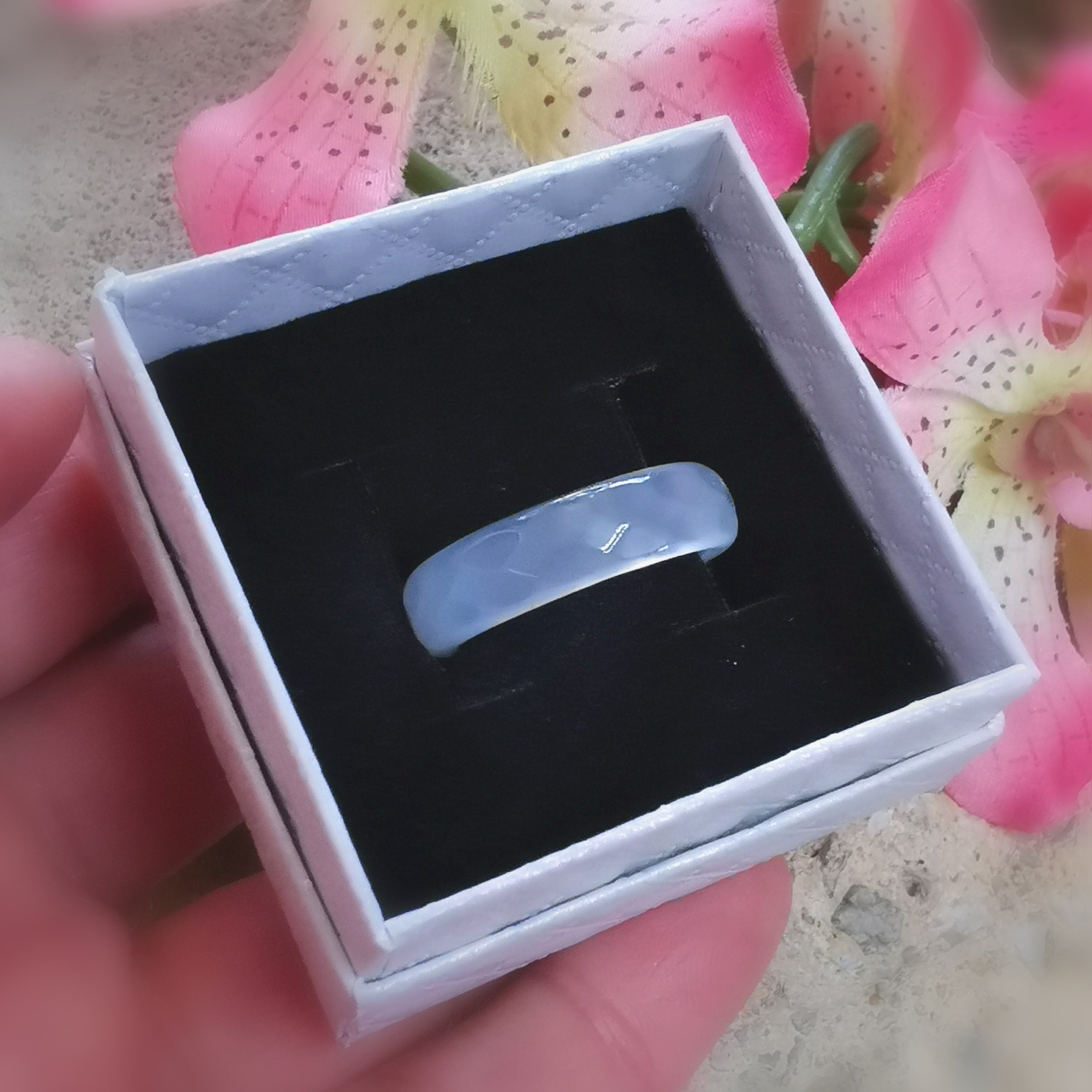 🤍 Friedensachat Weißer Achat Edelstein Heilstein Ring – Liebe & Frieden