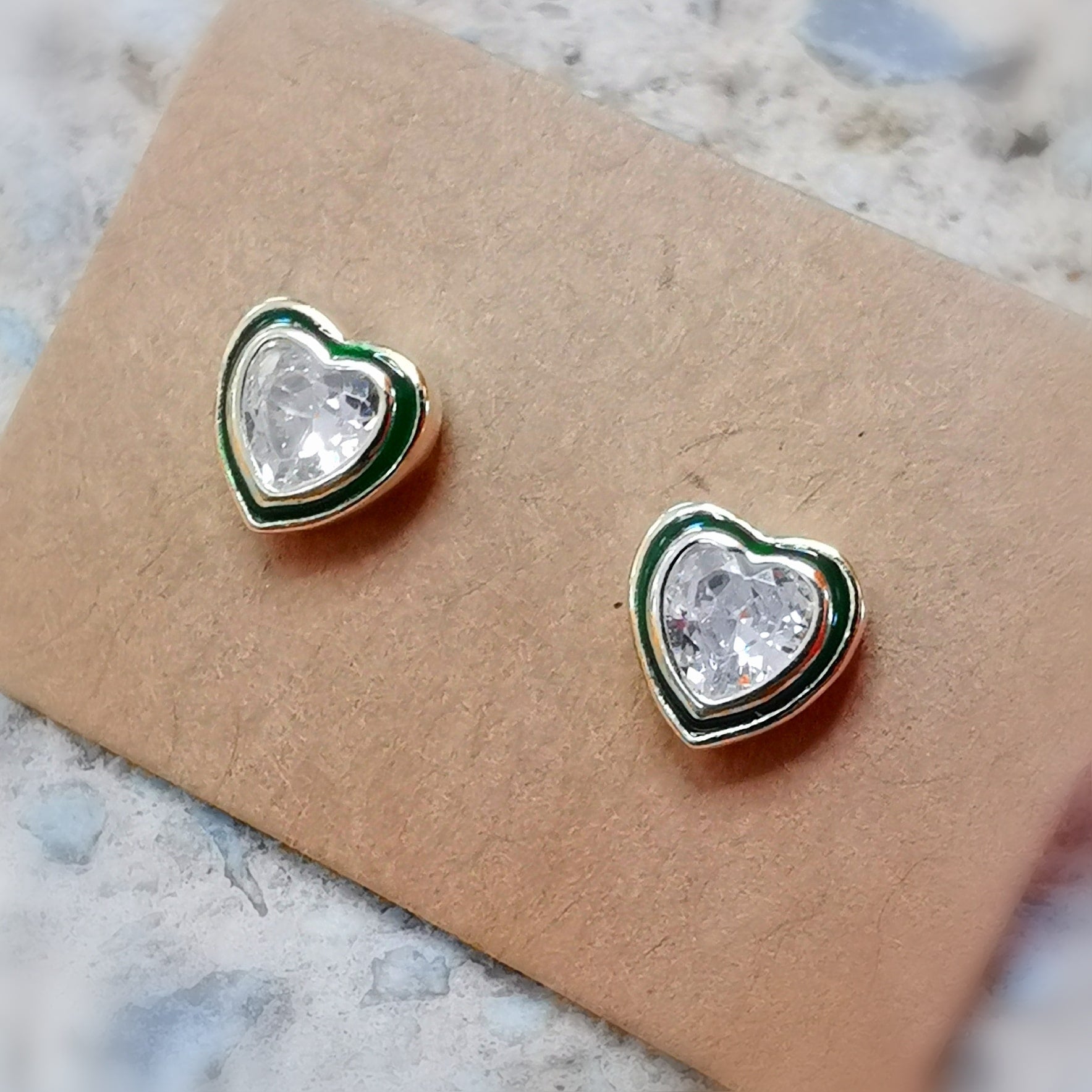 Gold Herz Zirkon Ohrstecker Ohrringe gold, Sterlingsilber vergoldet, Karma Ohrringe, neue Wege zum Glück