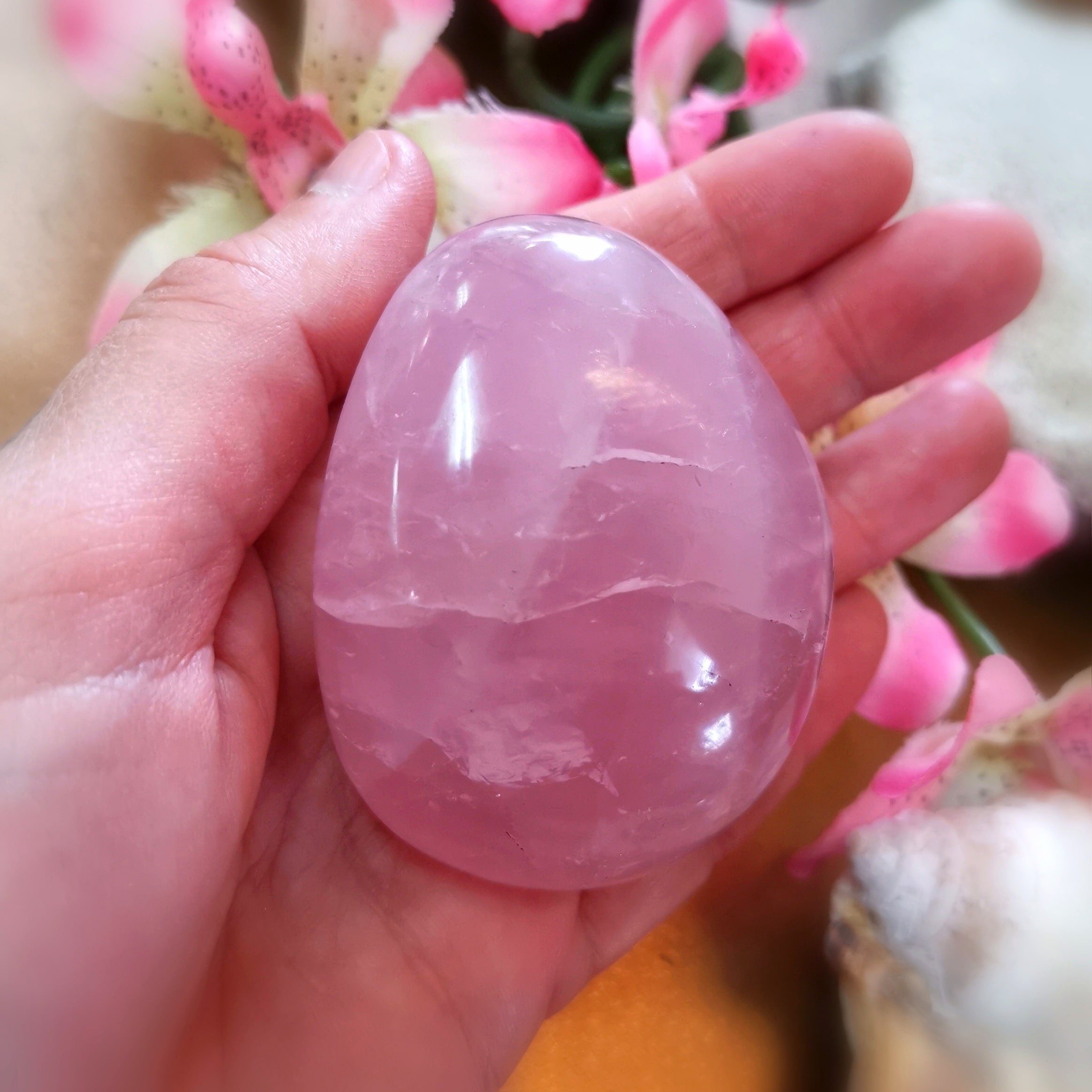 Rosenquarz Heilstein XXL geweiht, Trommelstein, Edelstein zur Meditation und Entspannung - Reiki, Yoga, Meditation - Licht und Liebe