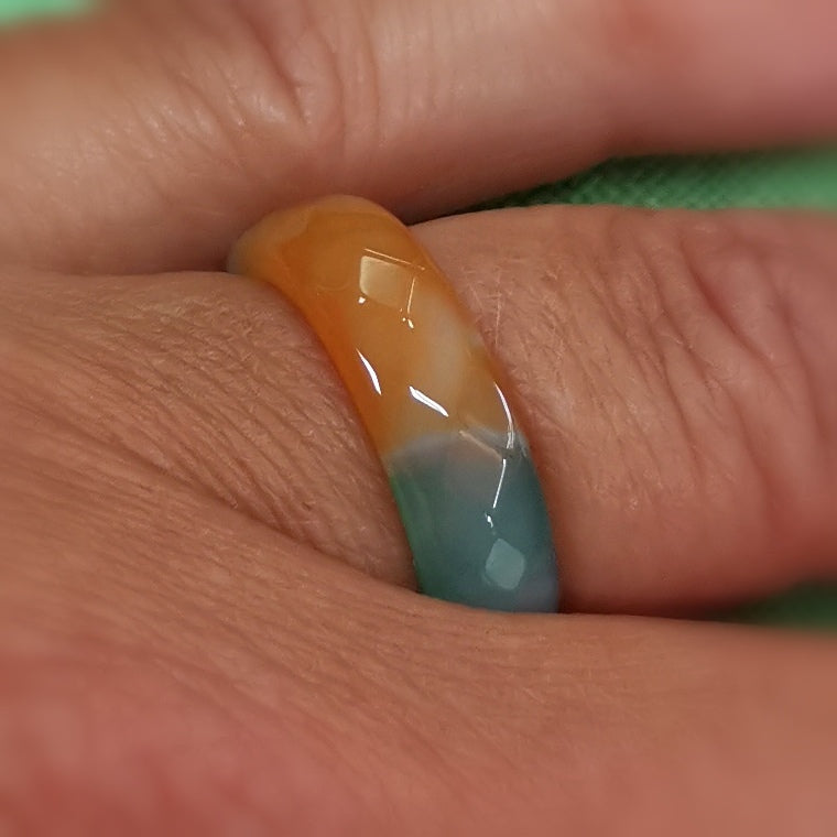 Anillo de dedo anillo de cornalina de ágata piedra curativa de ágata de la suerte, tamaño 56, alegría y paz