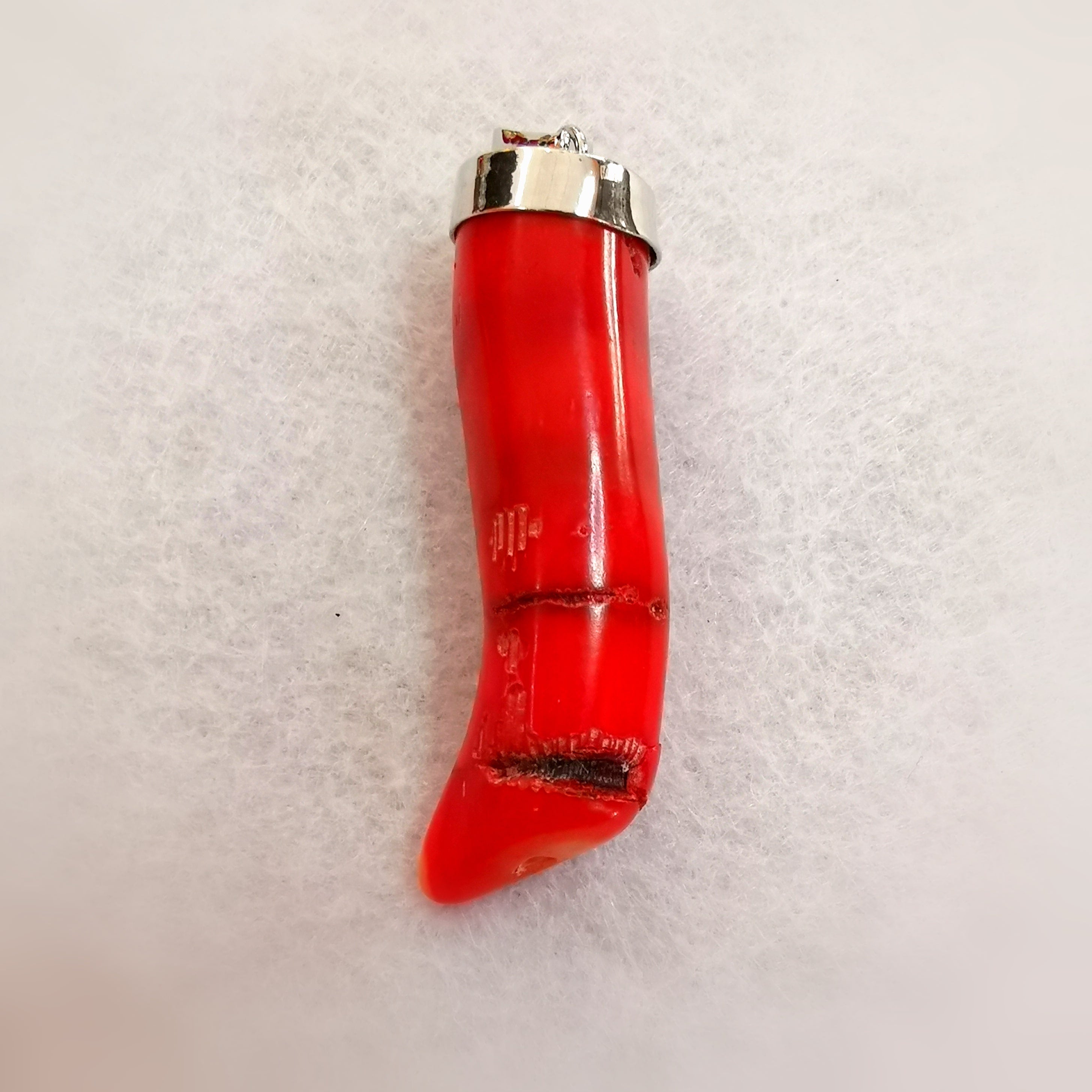 Colgante Karma con Piedra Preciosa Coral Rojo Plata de Ley XL, Consagrado - Voluntad de Vivir Esperanza