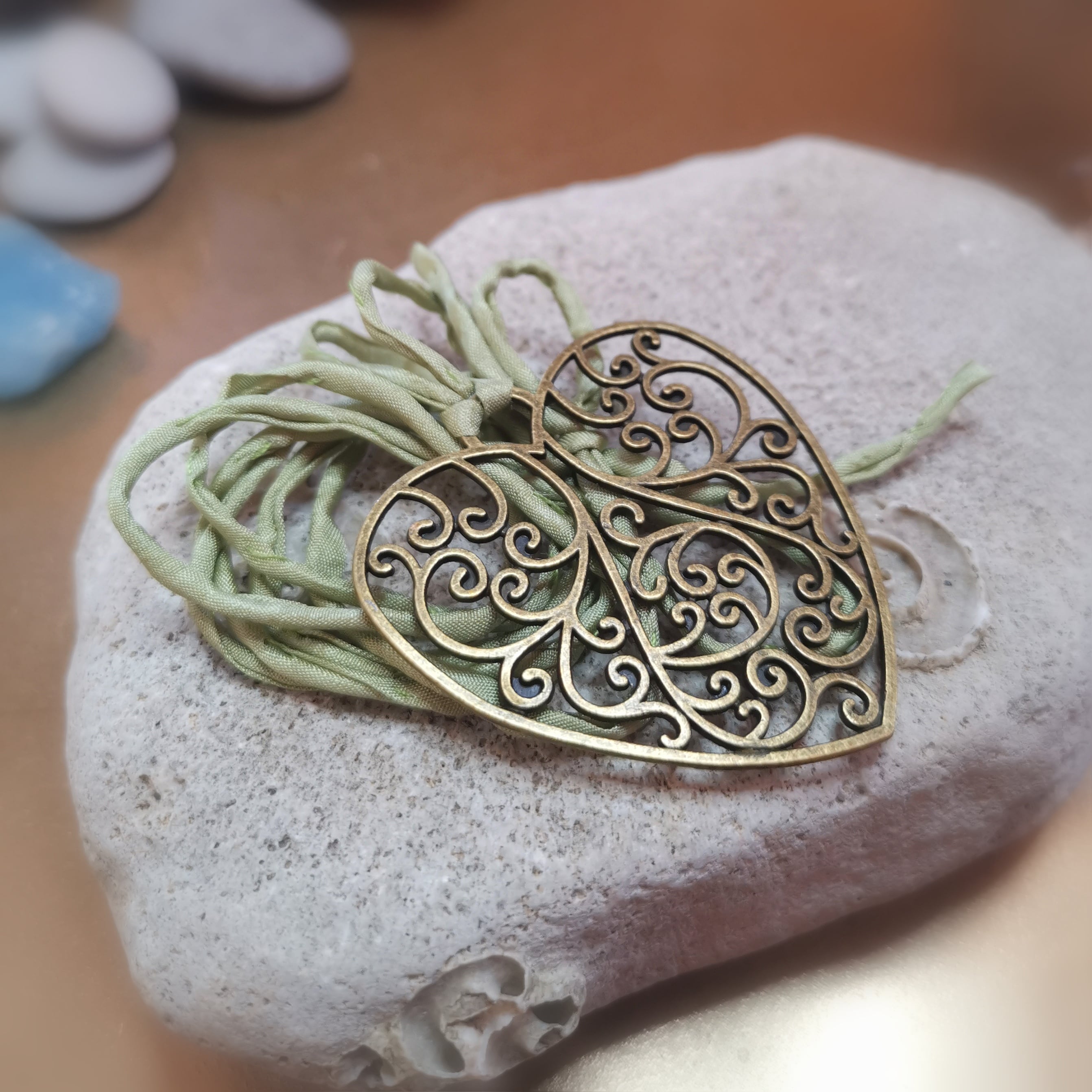 Herz Kette Gold, Boho Karma Schmuck XL - in Liebe