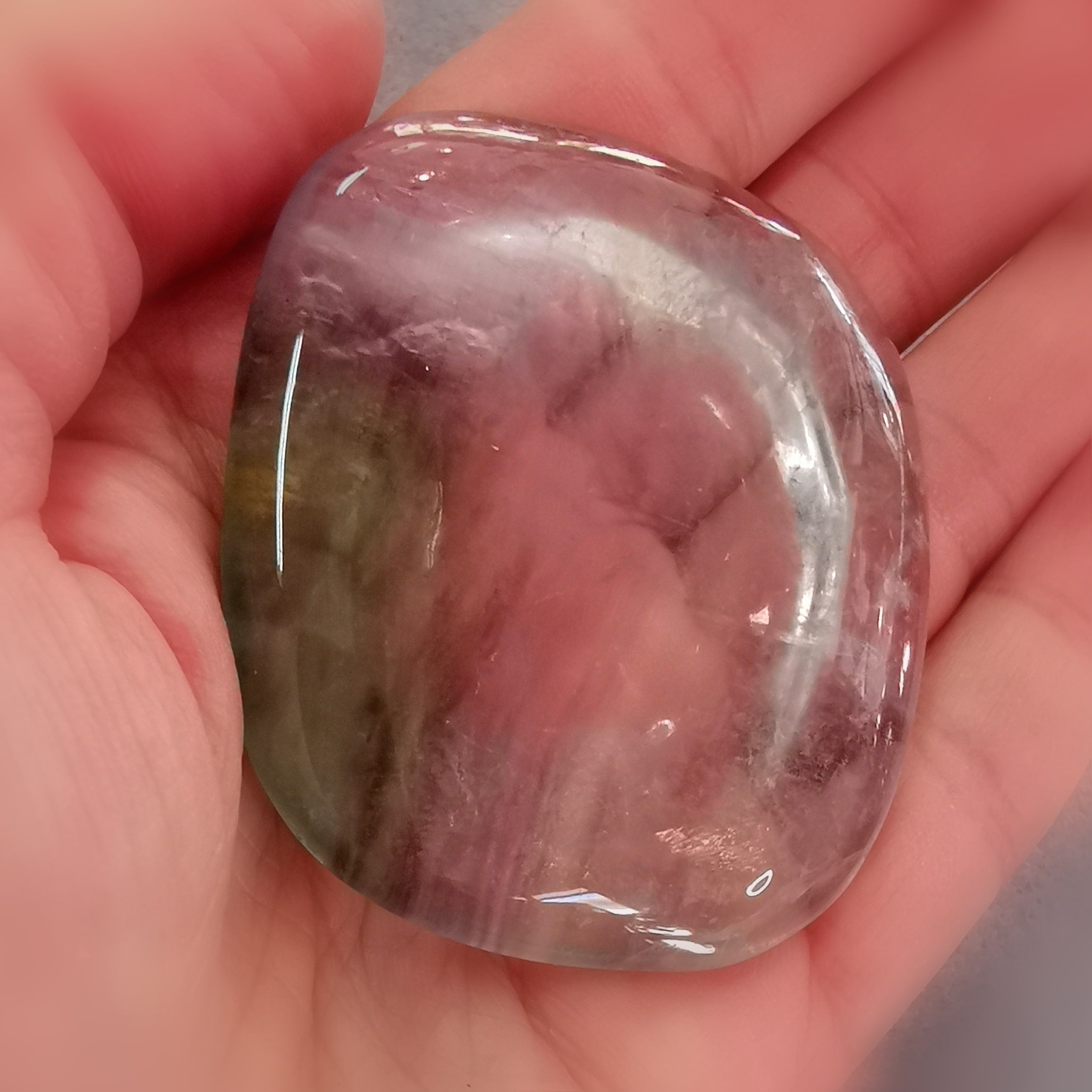Regenbogen Fluorit mehrfarbig Daumenstein Handschmeichler XL, Meditation, Reiki, Behandlungen, Wellness, geweiht, wundervolle Leichtigkeit